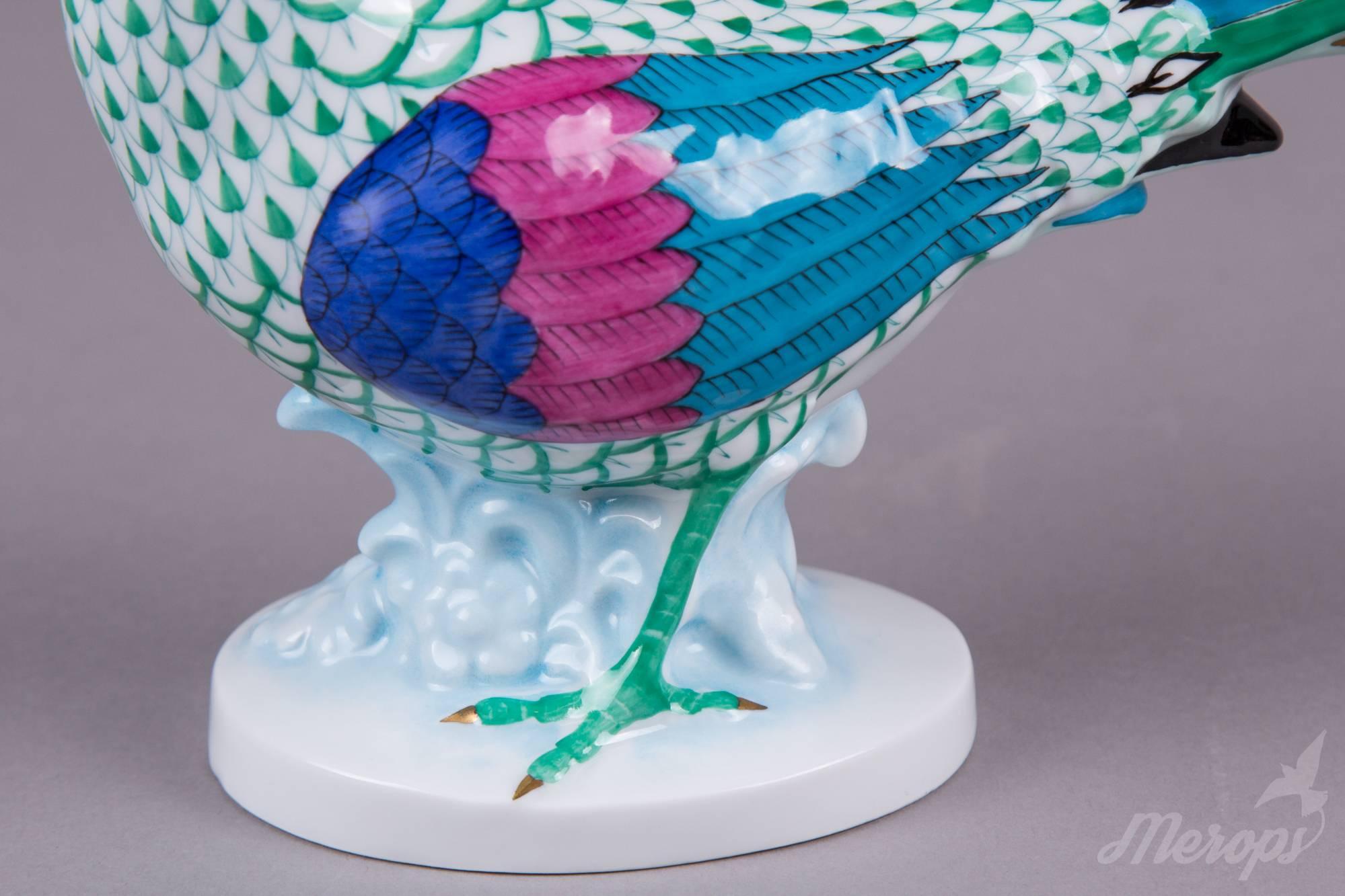 Herend Green Fishnet Pheasant Figurine In Excellent Condition In Budapest, HU