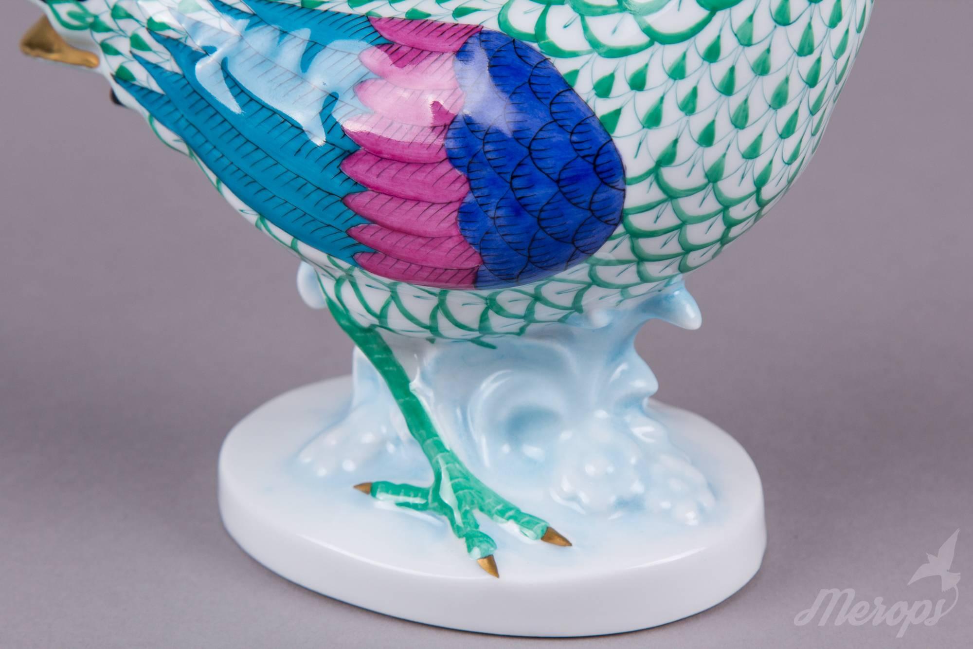 Porcelain Herend Green Fishnet Pheasant Figurine