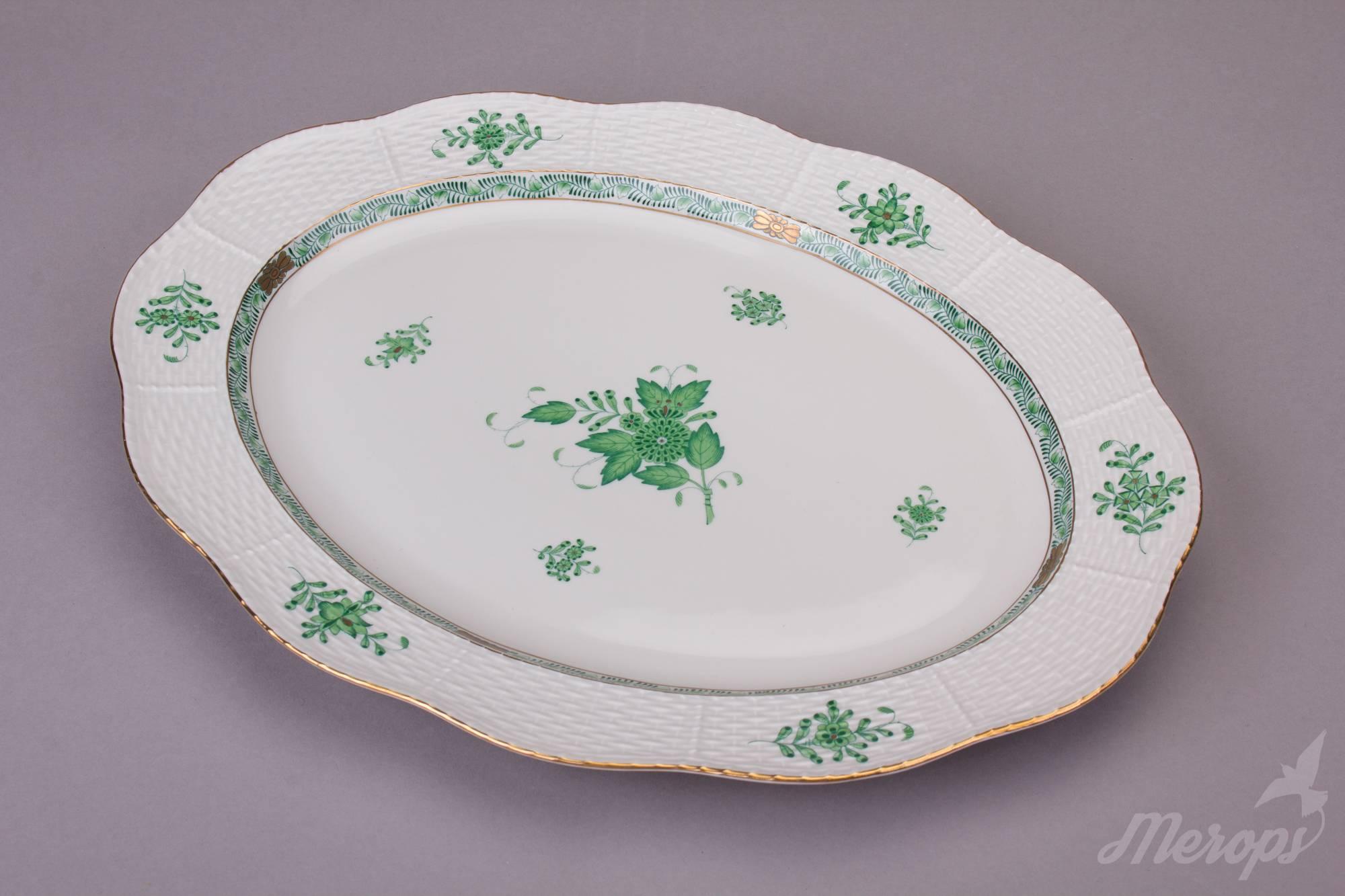 Hungarian Herend Chinese Bouquet Green Dinner Service for Six Persons, circa 1940