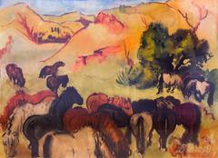Fedir Manailo Landscape with Horses, circa 1935