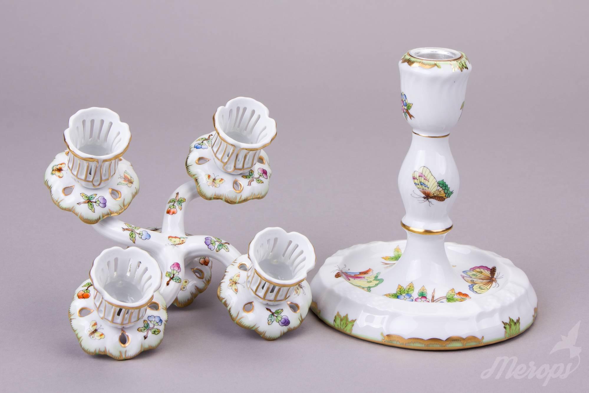 Hungarian Herend Queen Victoria Four Light Candle Holder, circa 1965 For Sale