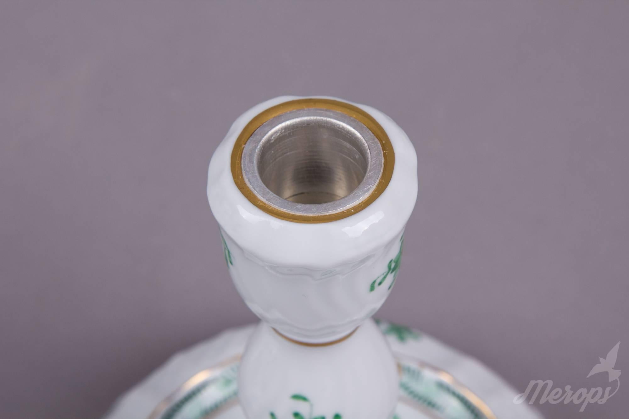 Pair of Herend Chinese Bouquet Green Four Light Candle Holder, circa 1960 For Sale 1