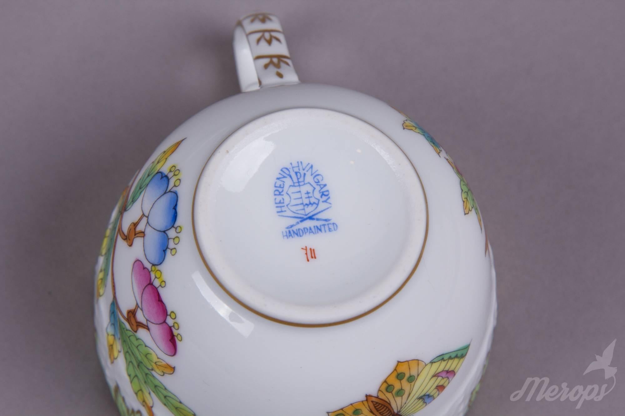 Hungarian Herend Queen Victoria Coffee Cup with Saucer, circa 1970