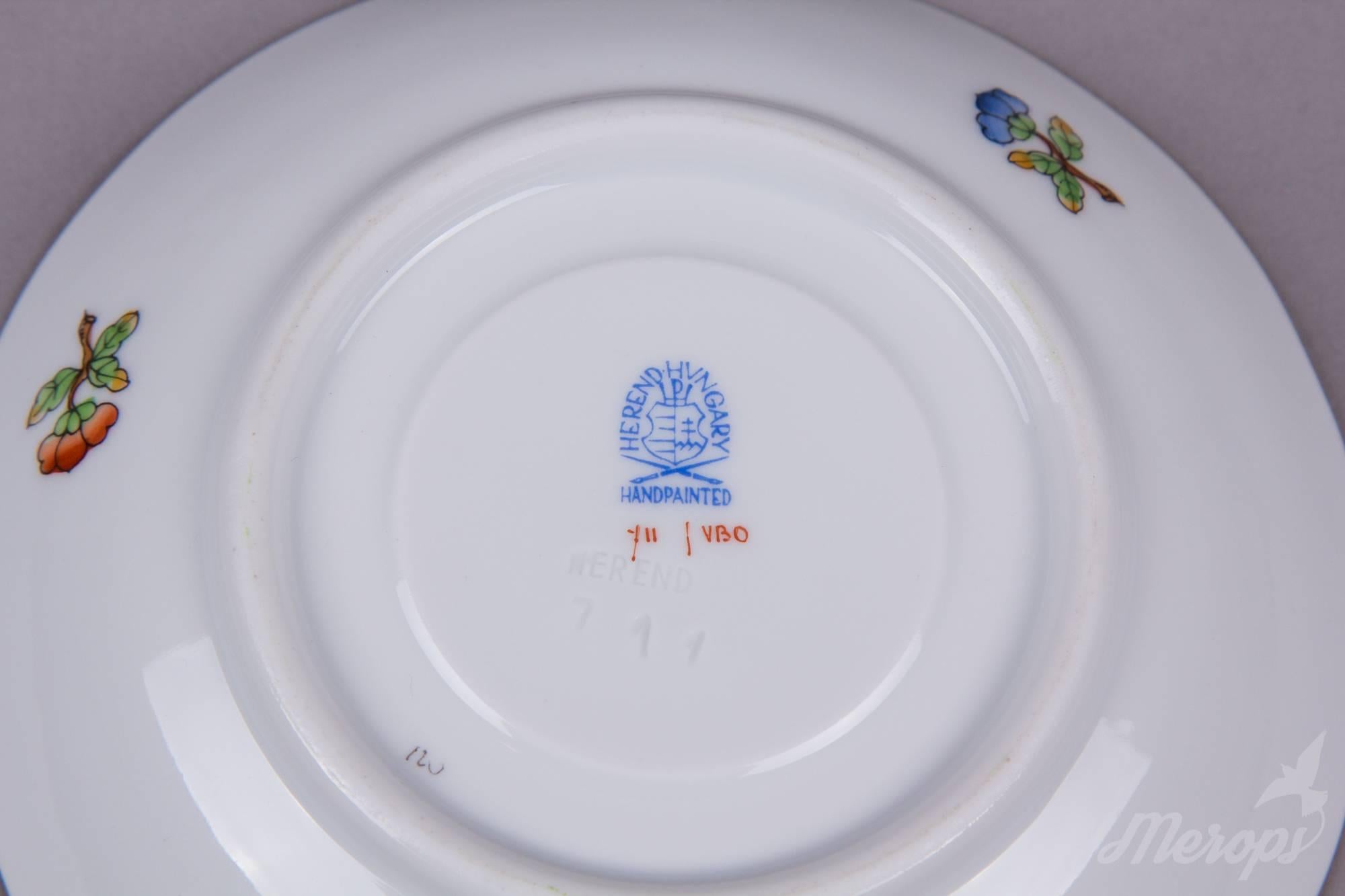 Hand-Painted Herend Queen Victoria Coffee Cup with Saucer, circa 1970