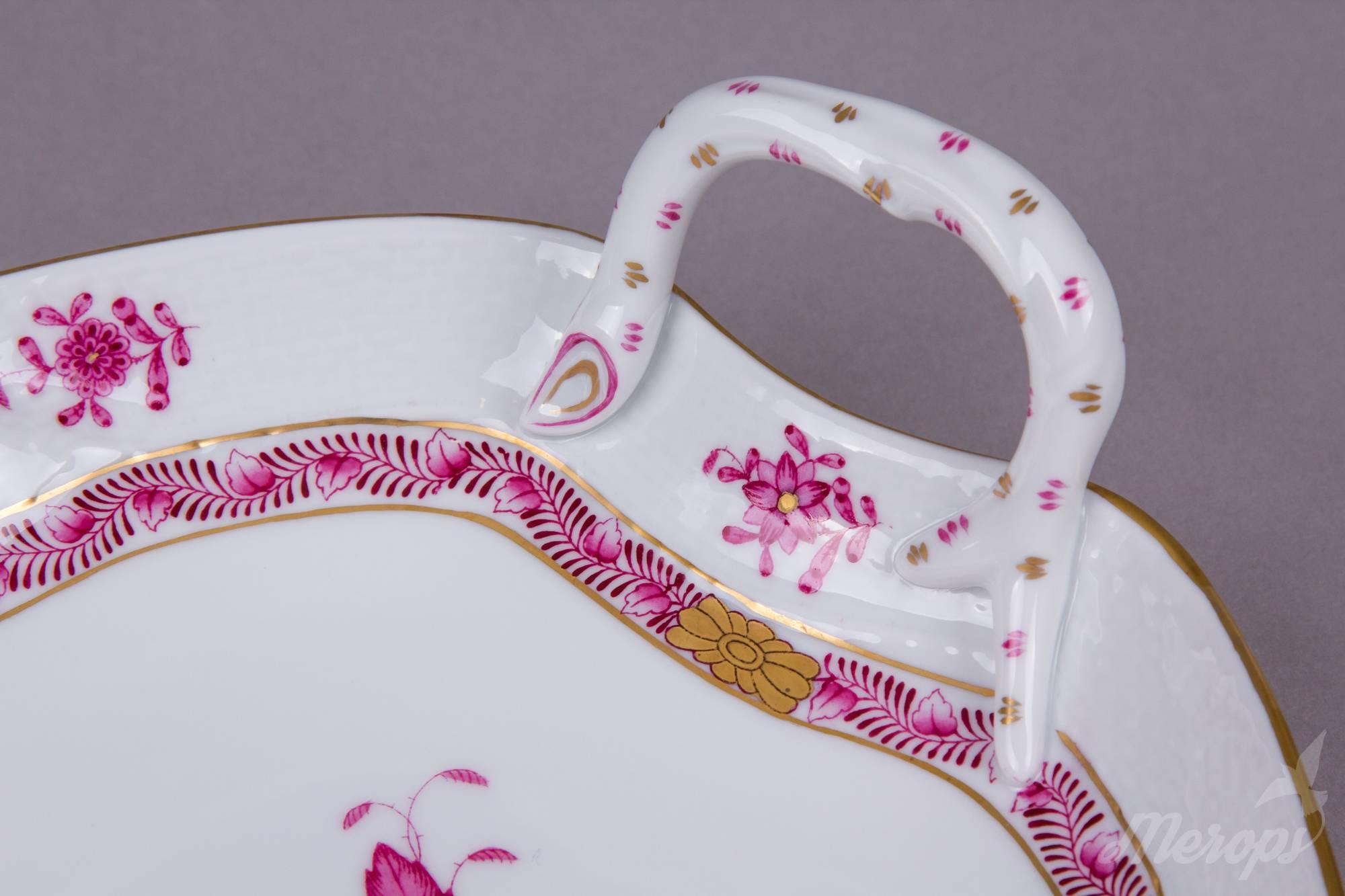 Hungarian Herend Chinese Bouquet Raspberry Leaf Shaped Dish, circa 1960 For Sale