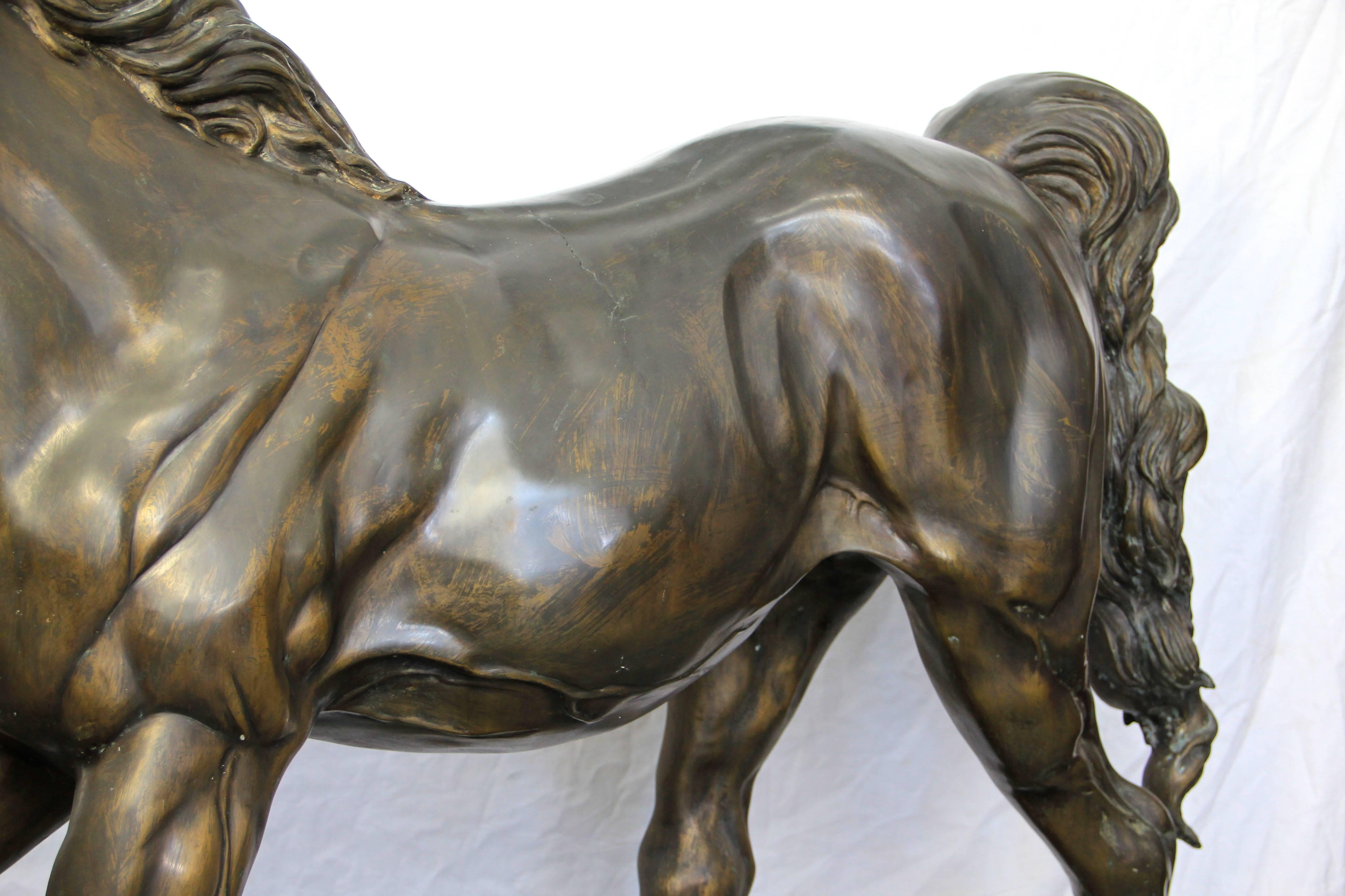 Life-Size Brass Horse Sculpture, circa 1910 1