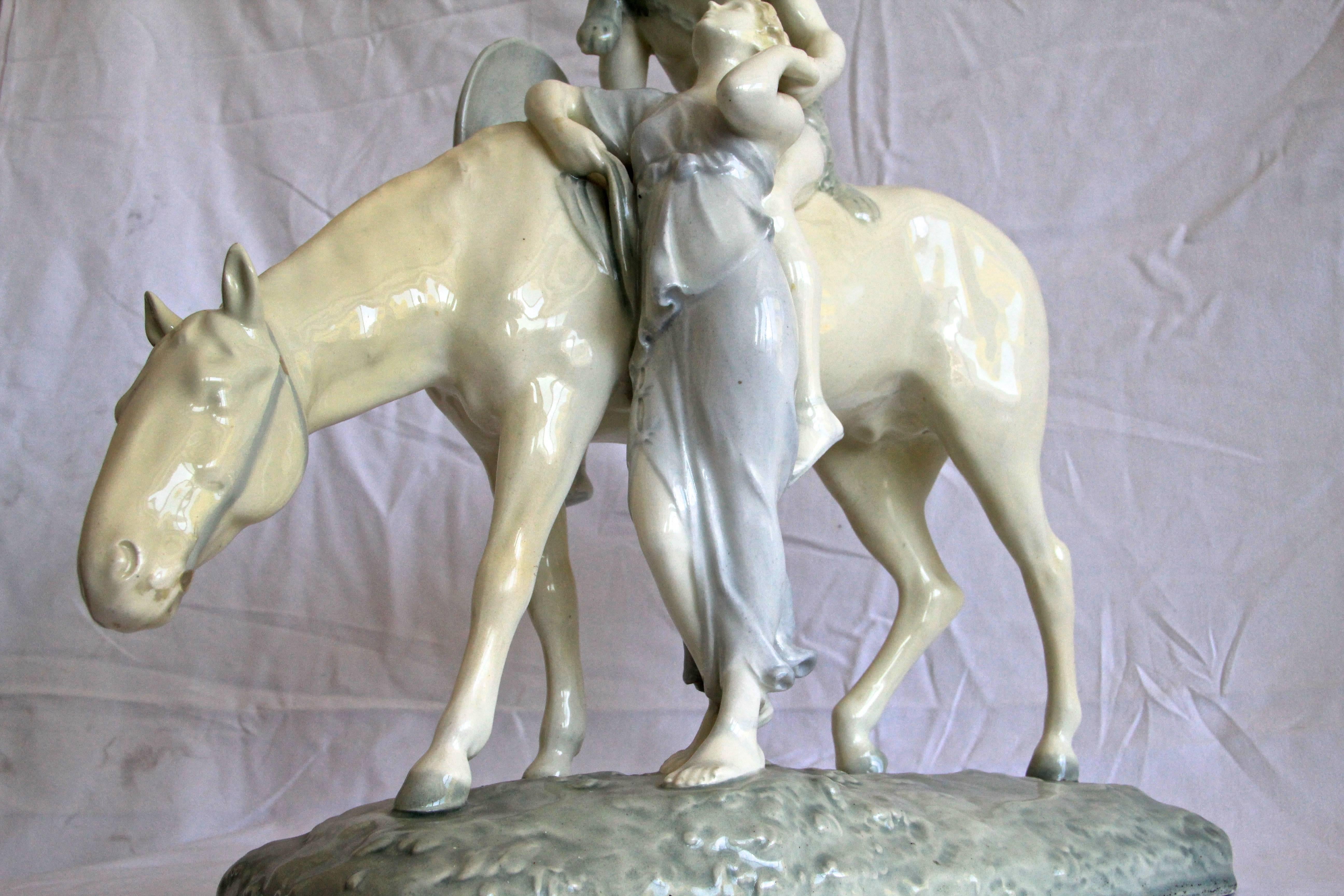 Hand-Painted Royal Vienna / Ernst Wahliss Porcelain Horse Sculpture, circa 1905