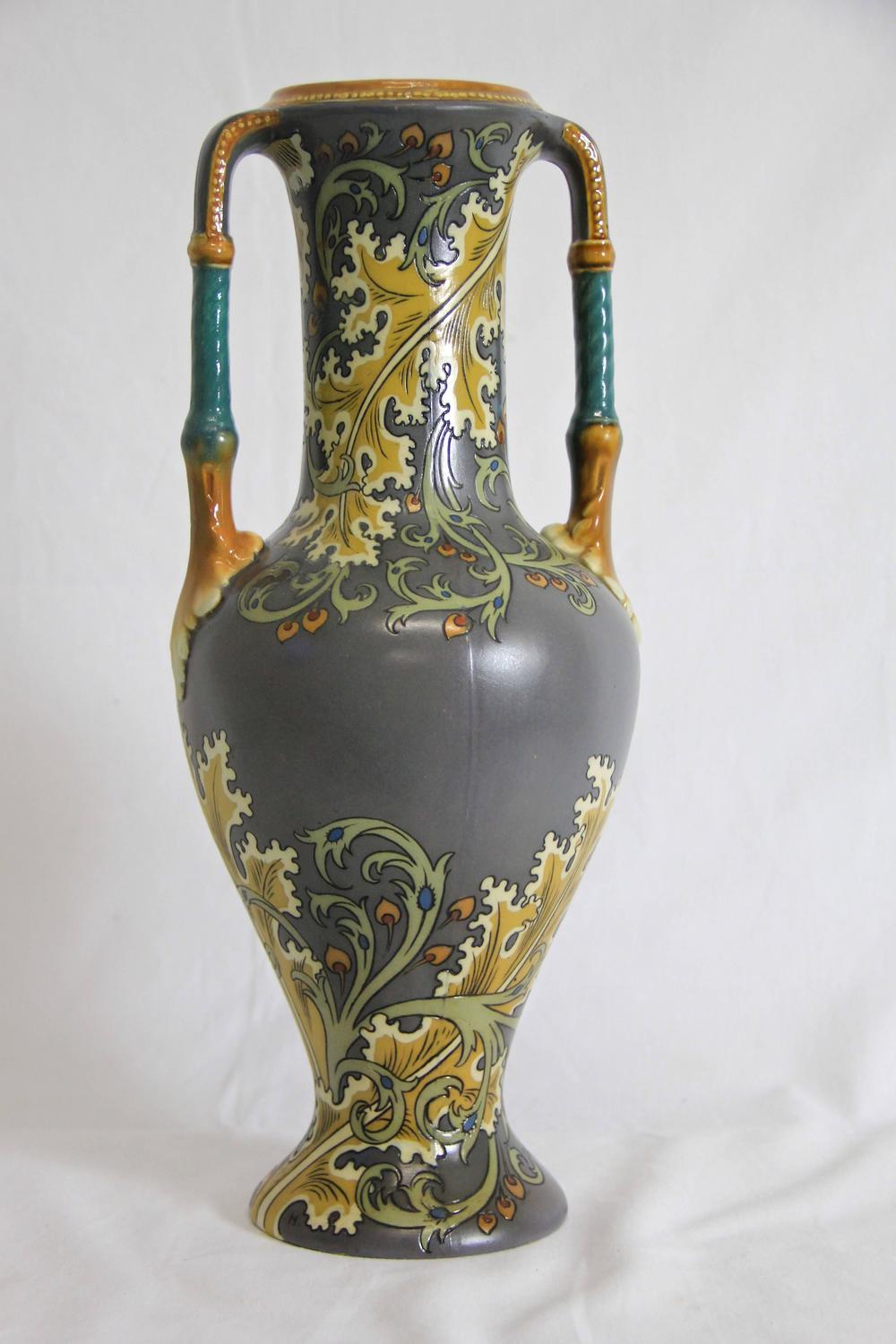 Floral Art Nouveau Vase by Mettlach, Later VilleroyBoch, circa 1900