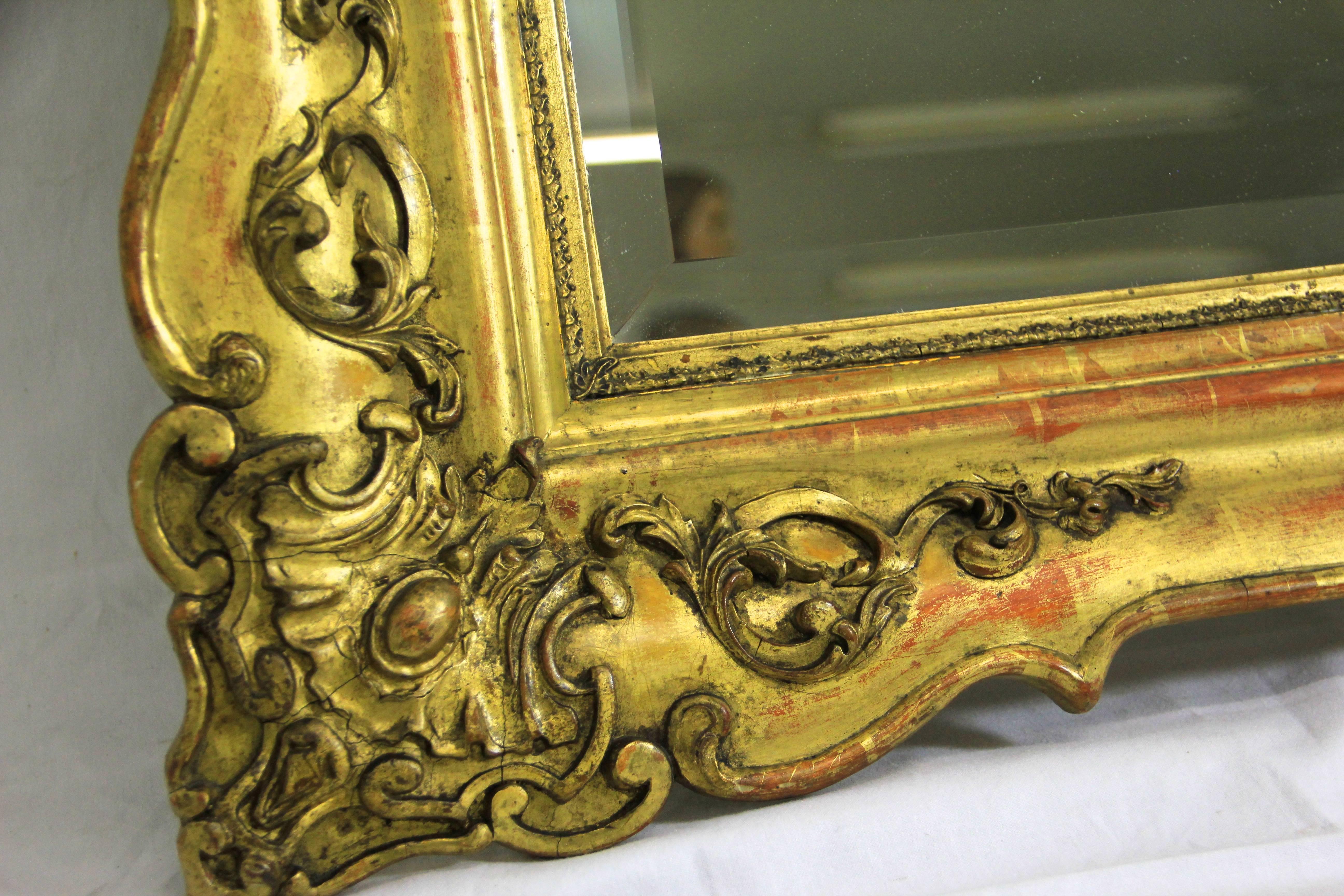 Stucco Majestic Gilt Biedermeier Wall Mirror, Austria, circa 1825