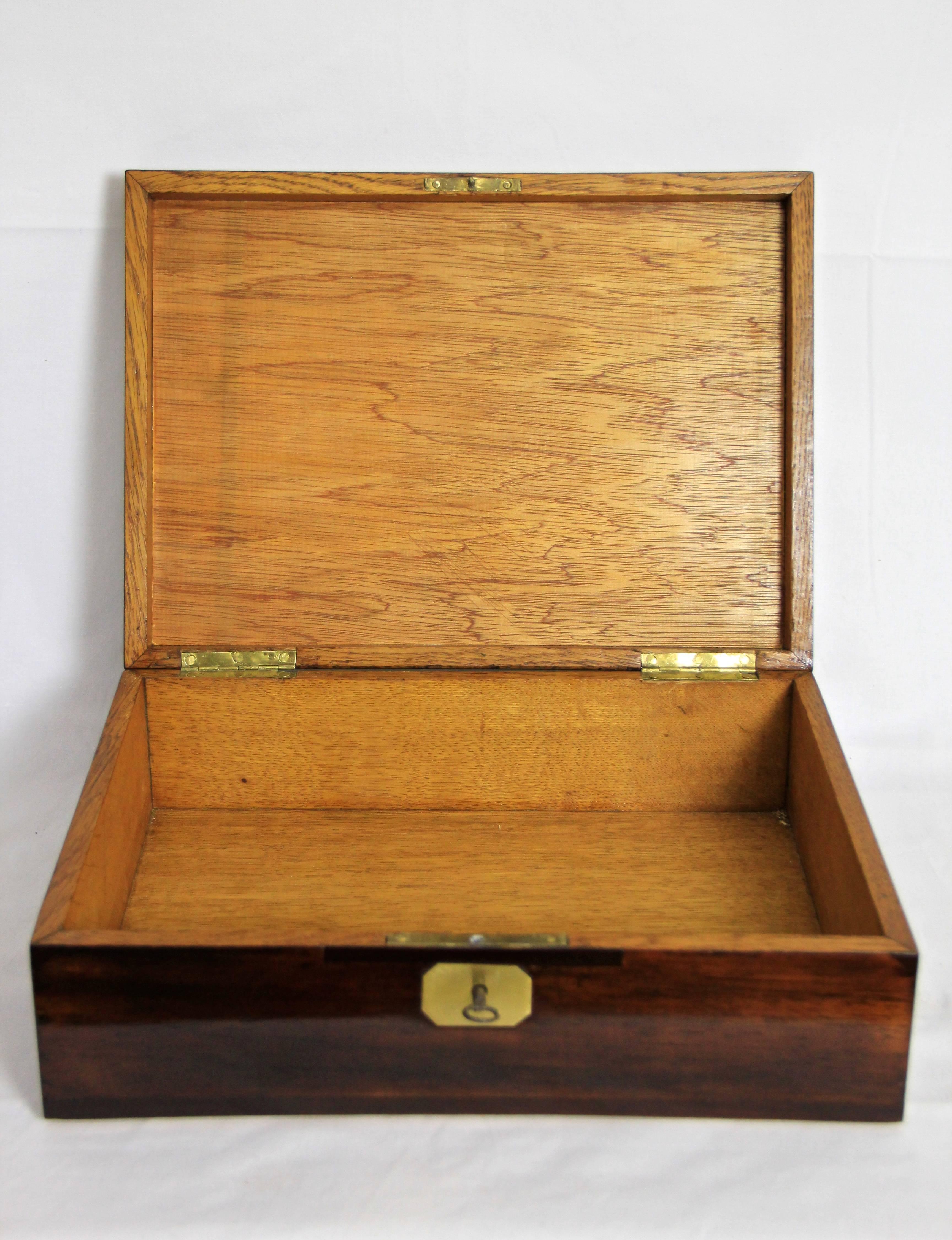 Austrian Art Nouveau Rosewood Box with Brass Applications, circa 1900