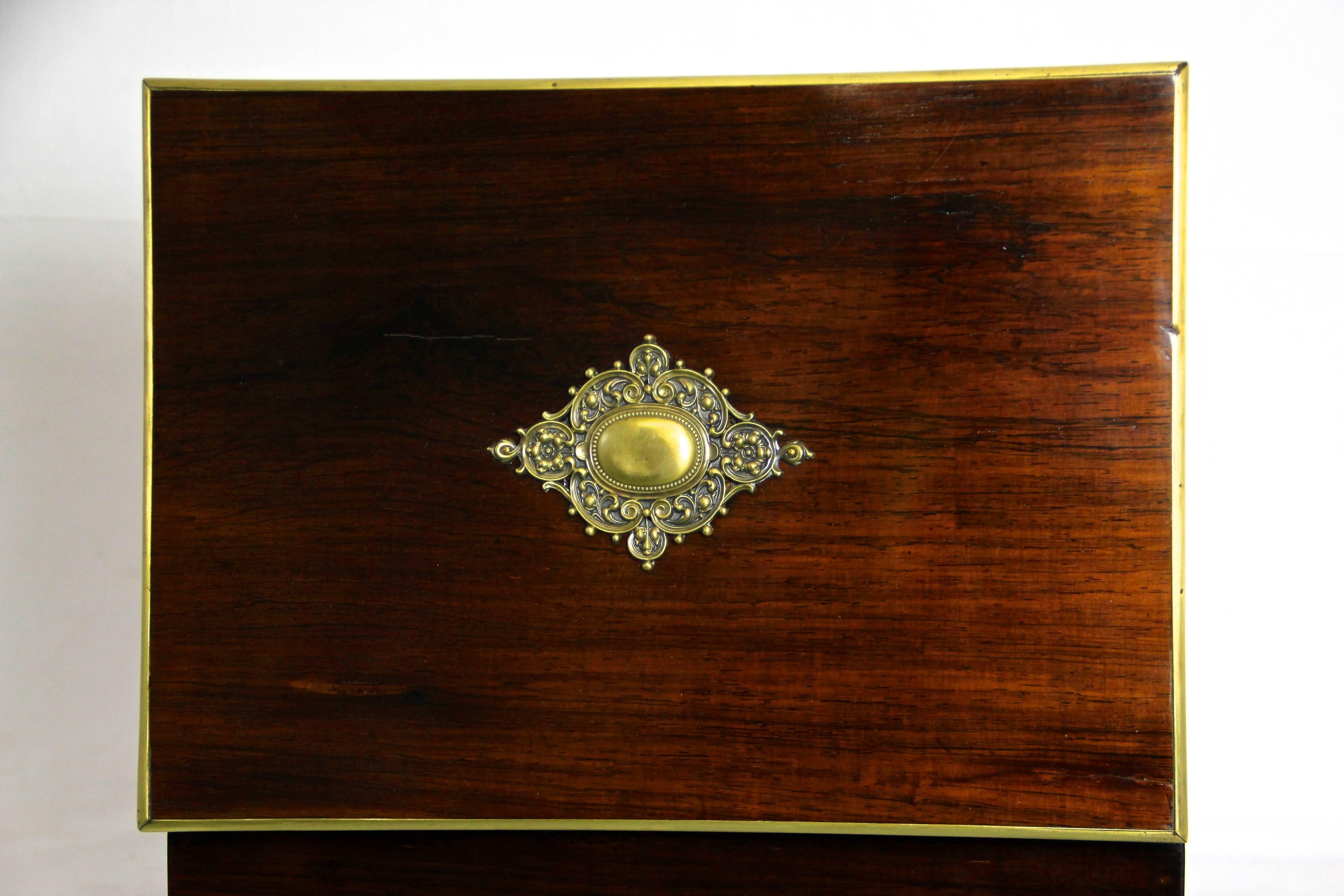 Art Nouveau Rosewood Box with Brass Applications, circa 1900 1