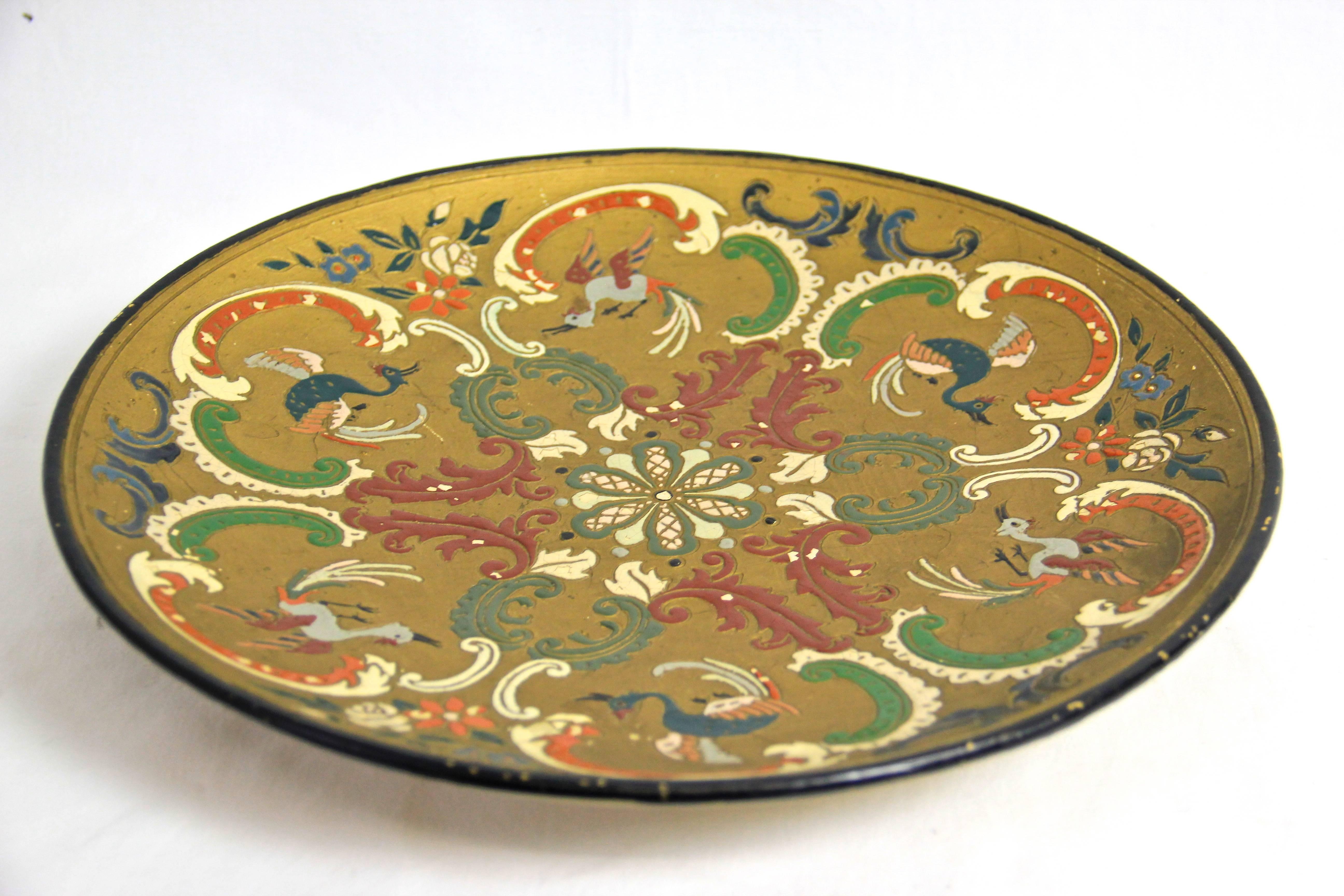 Majolica/ceramic plate by the famous manufacture of Wilhelm Schiller & Son from circa 1895, which shows six colorful birds surrounded by floral design elements.
Please note: This item is in absolute original unrestored condition. There are some so