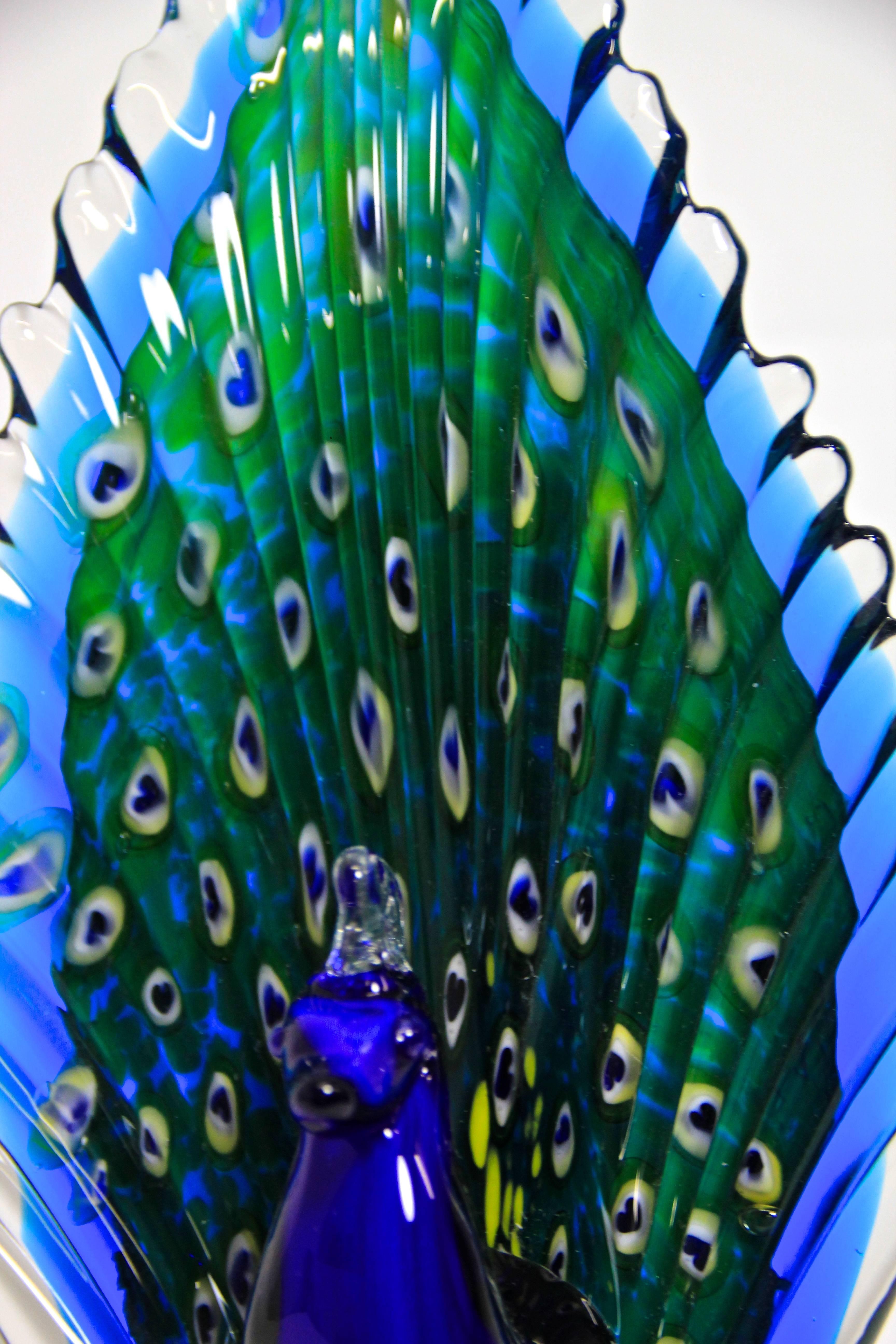 Italian Amazing Murano Glass Peacock, Italy