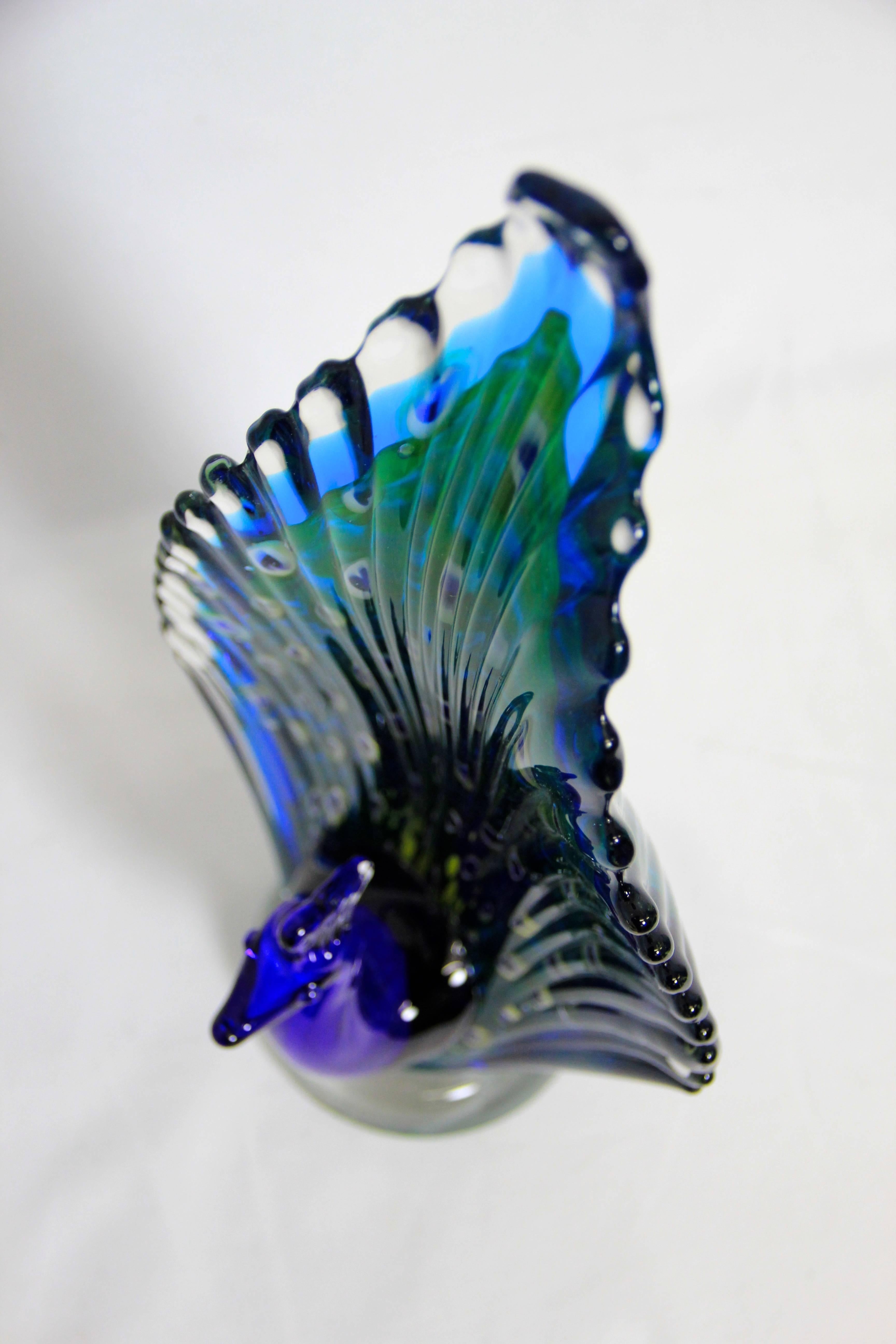 Amazing Murano Glass Peacock, Italy In Excellent Condition In Lichtenberg, AT