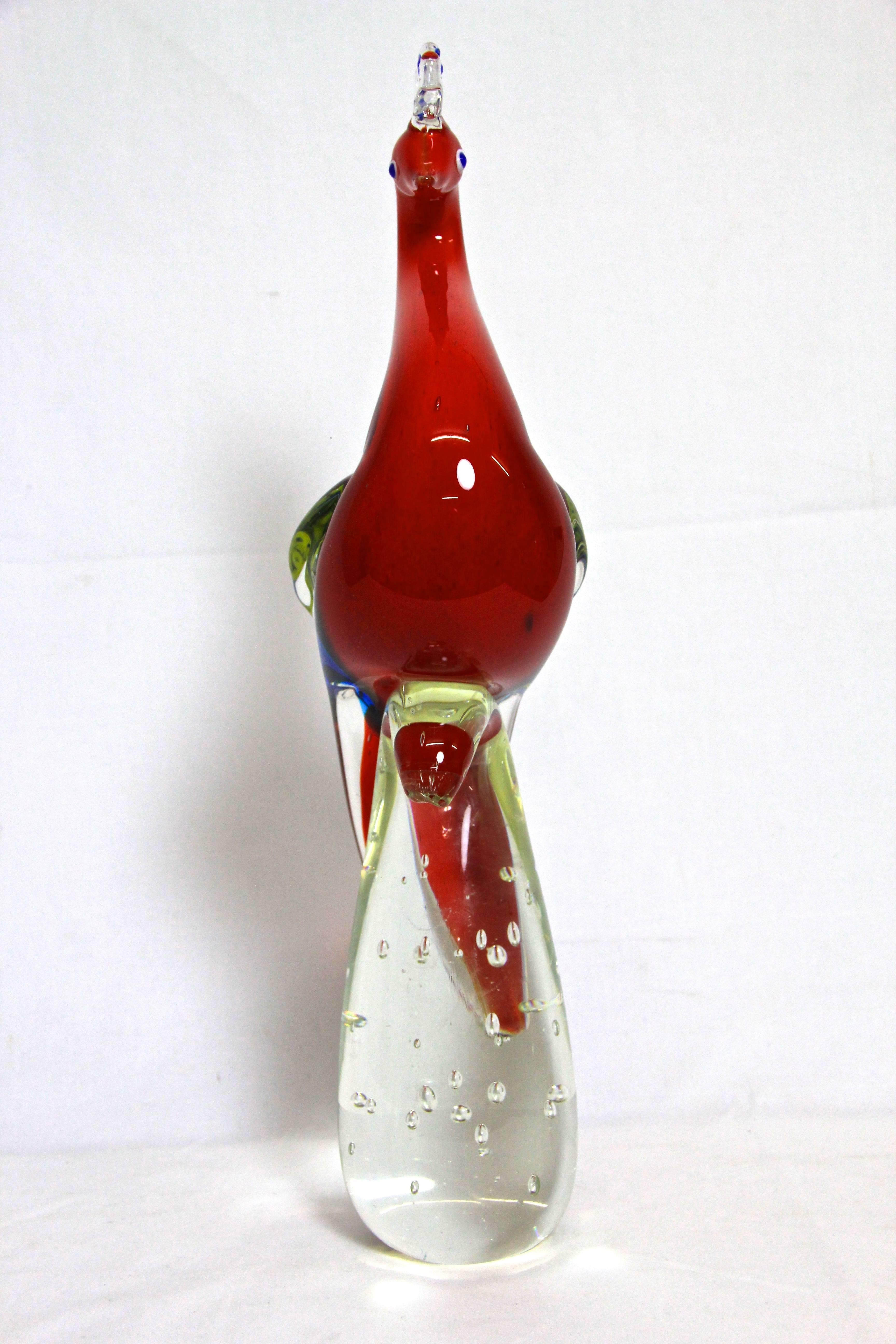 Italian Big Rare Murano Glass Peacock, Italy