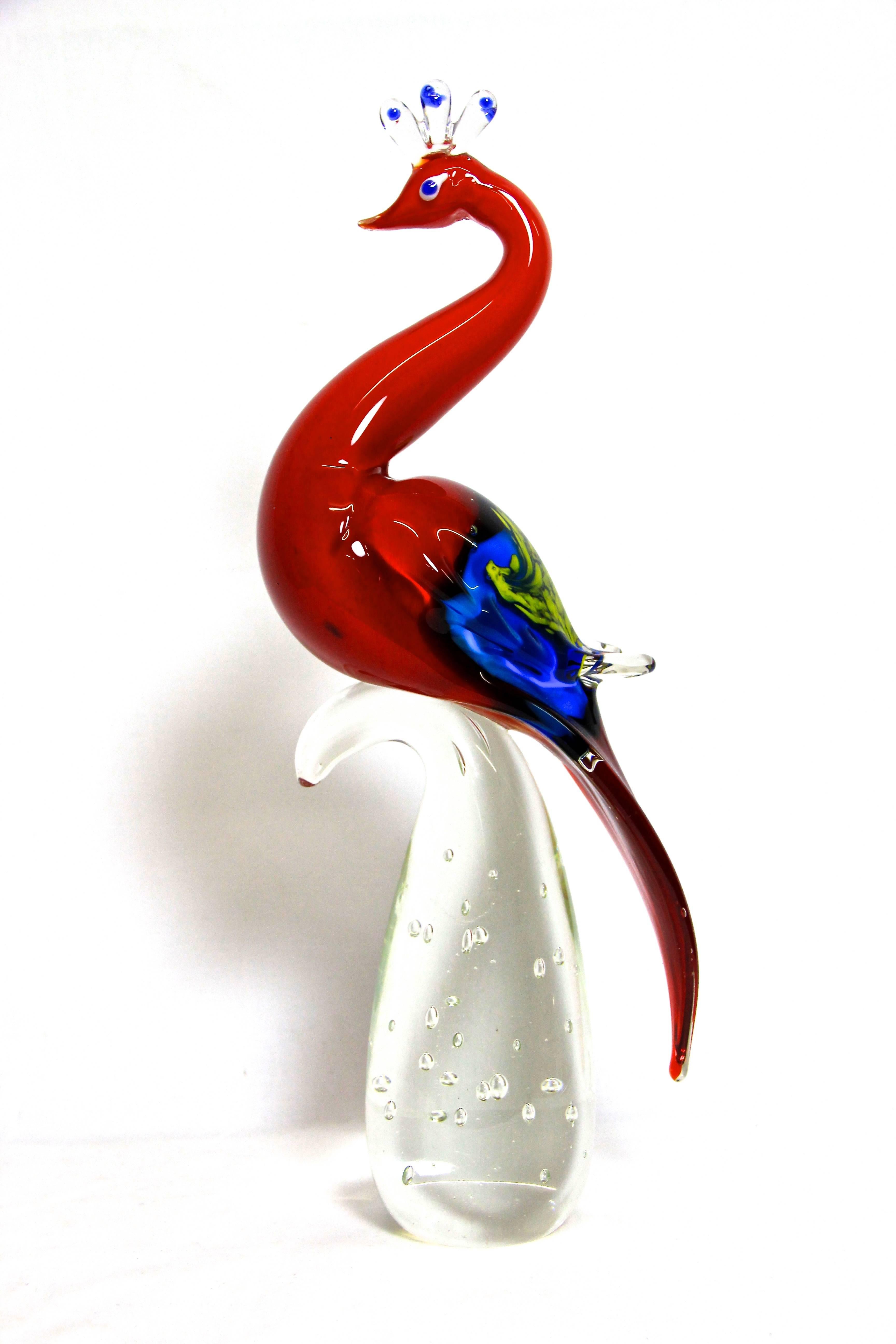 glass peacock sculpture
