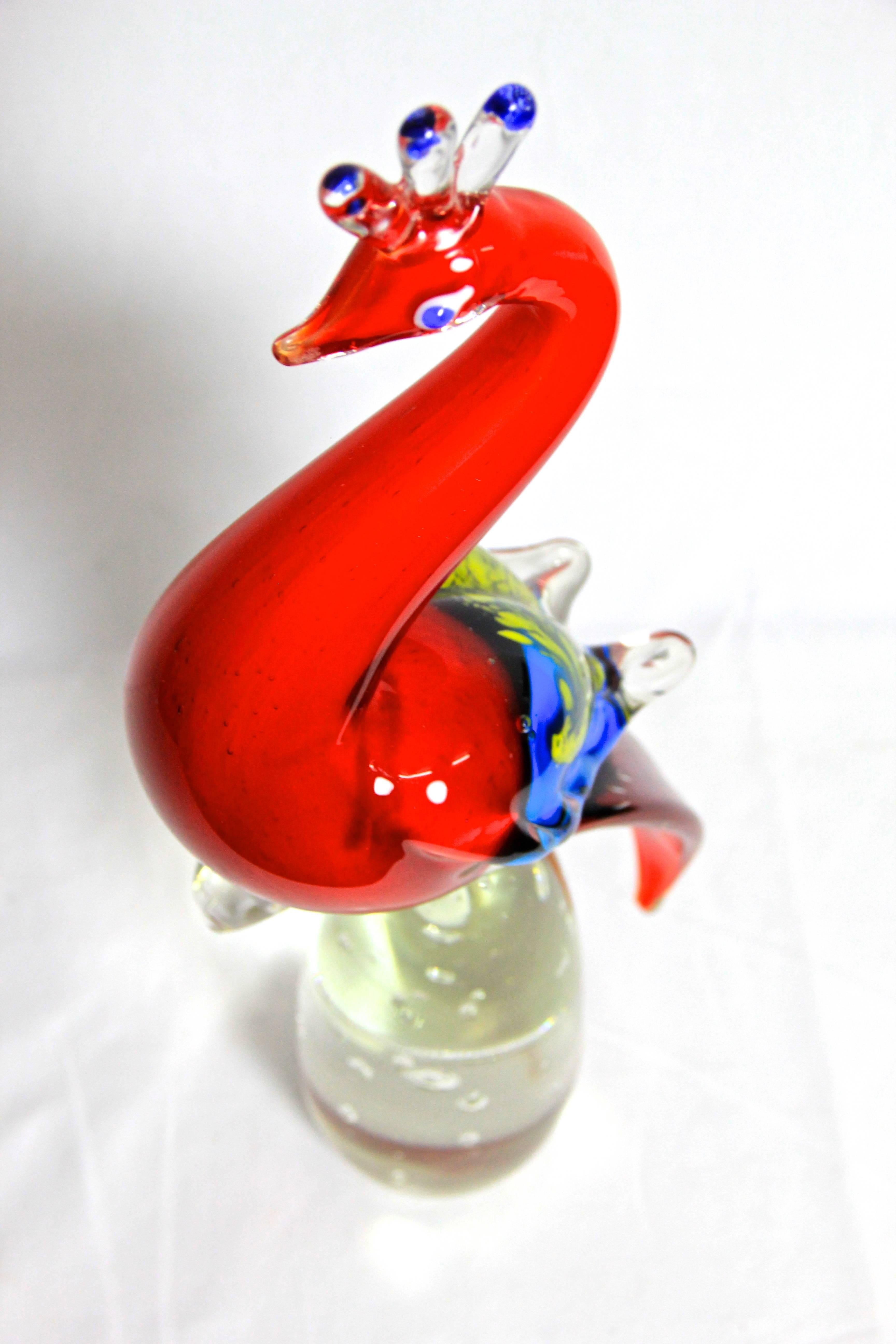 20th Century Big Rare Murano Glass Peacock, Italy