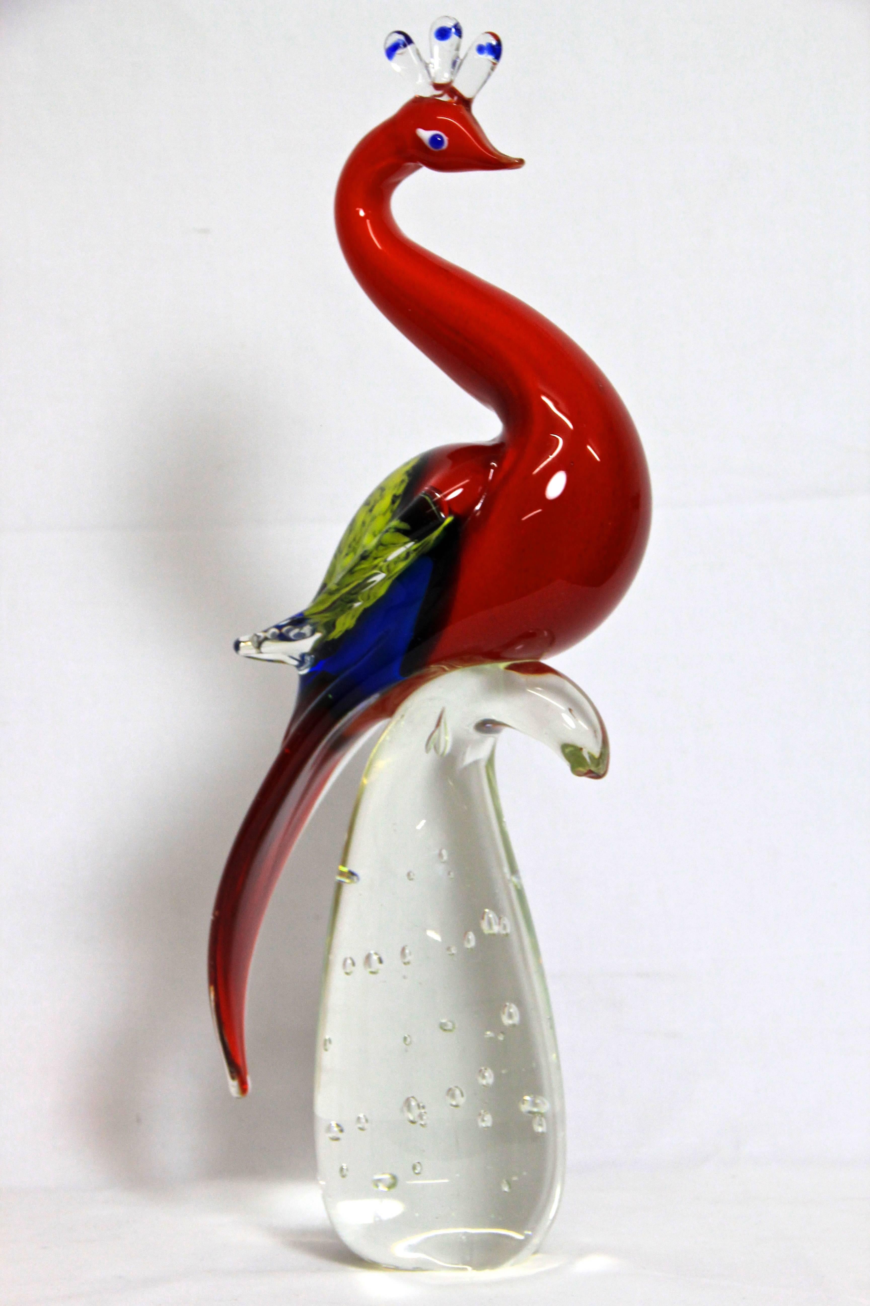 Big Rare Murano Glass Peacock, Italy In Excellent Condition In Lichtenberg, AT
