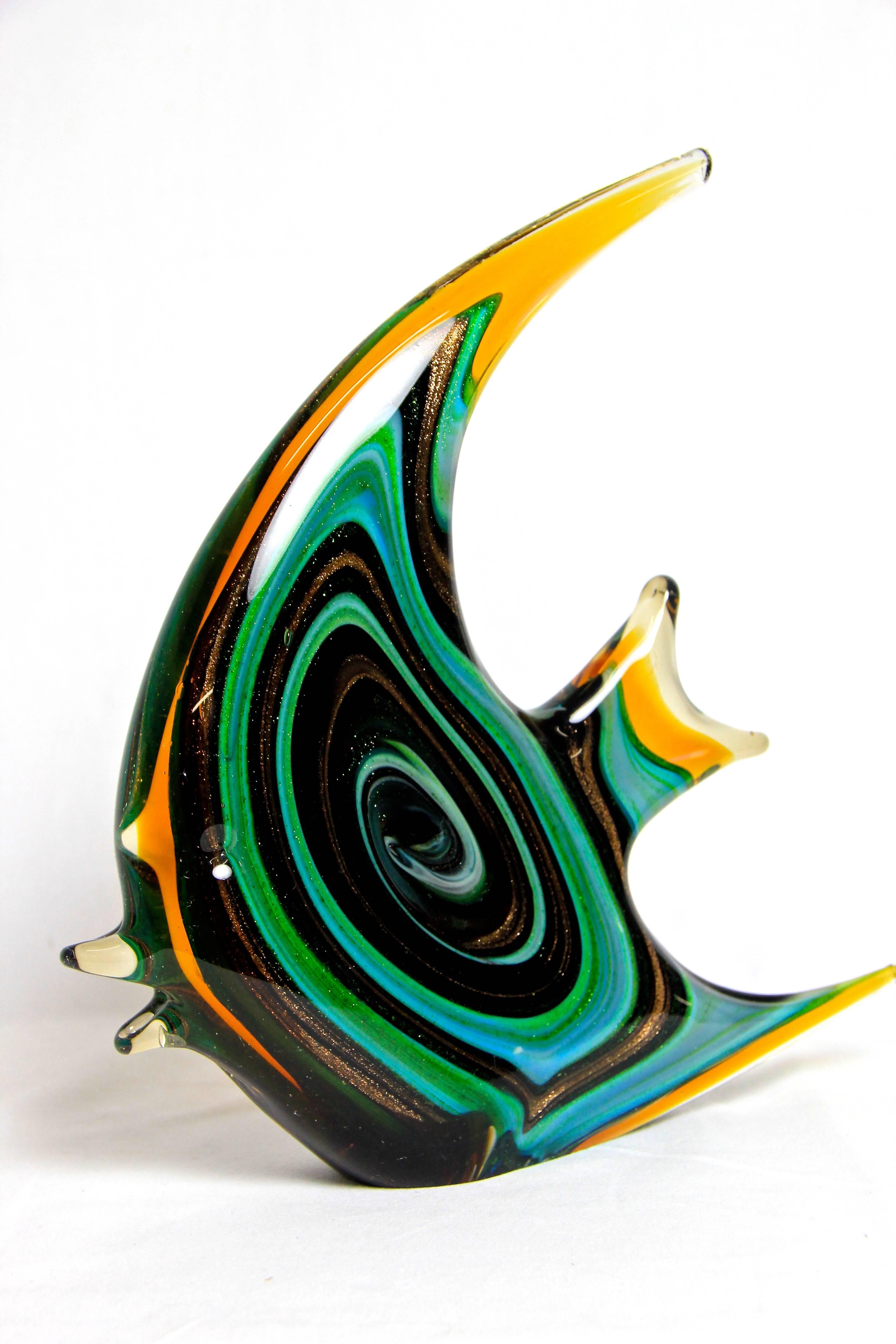 Italian Colorful Caribbean Murano Glass Art Fish, Italy