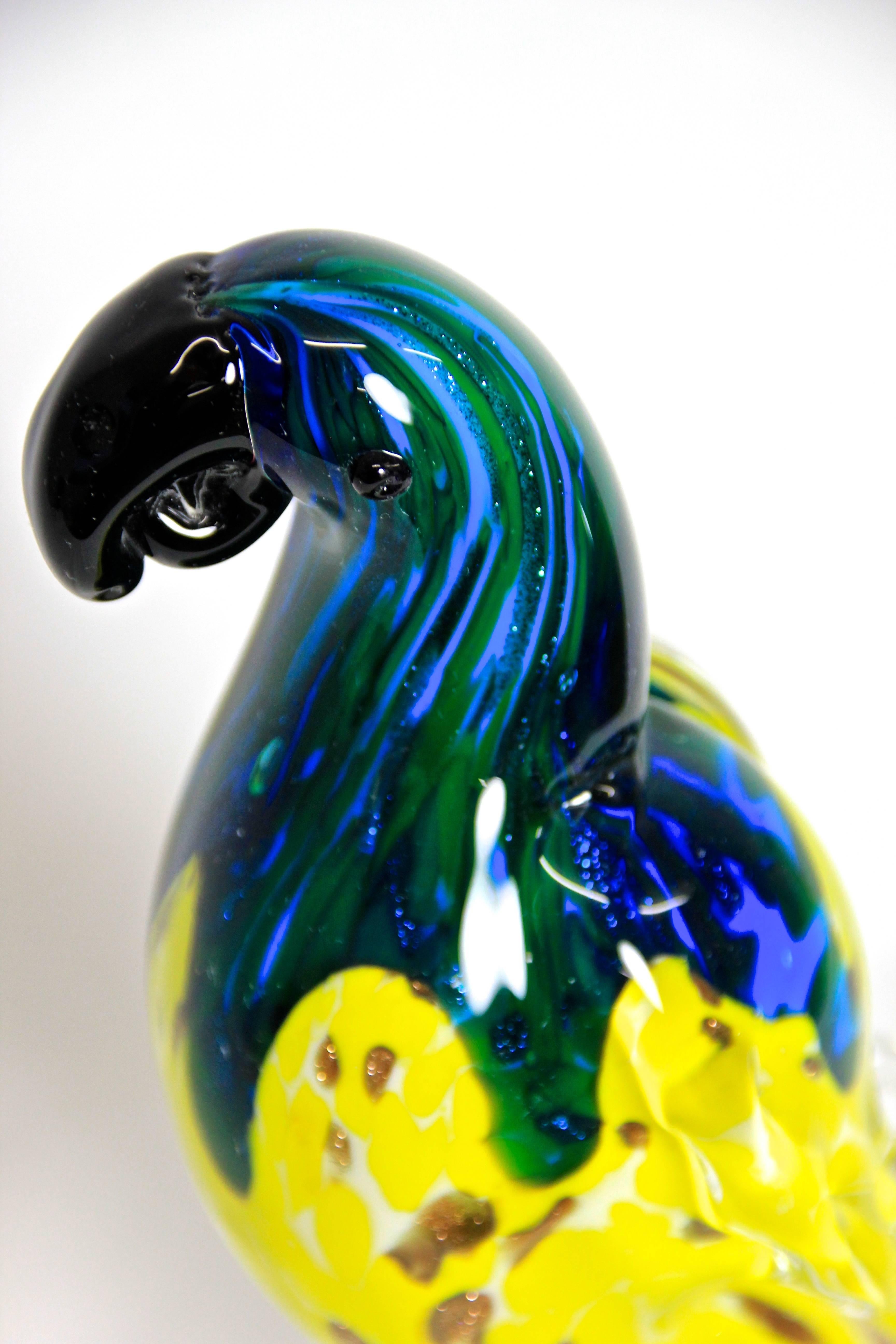 murano glass parrot sculptures