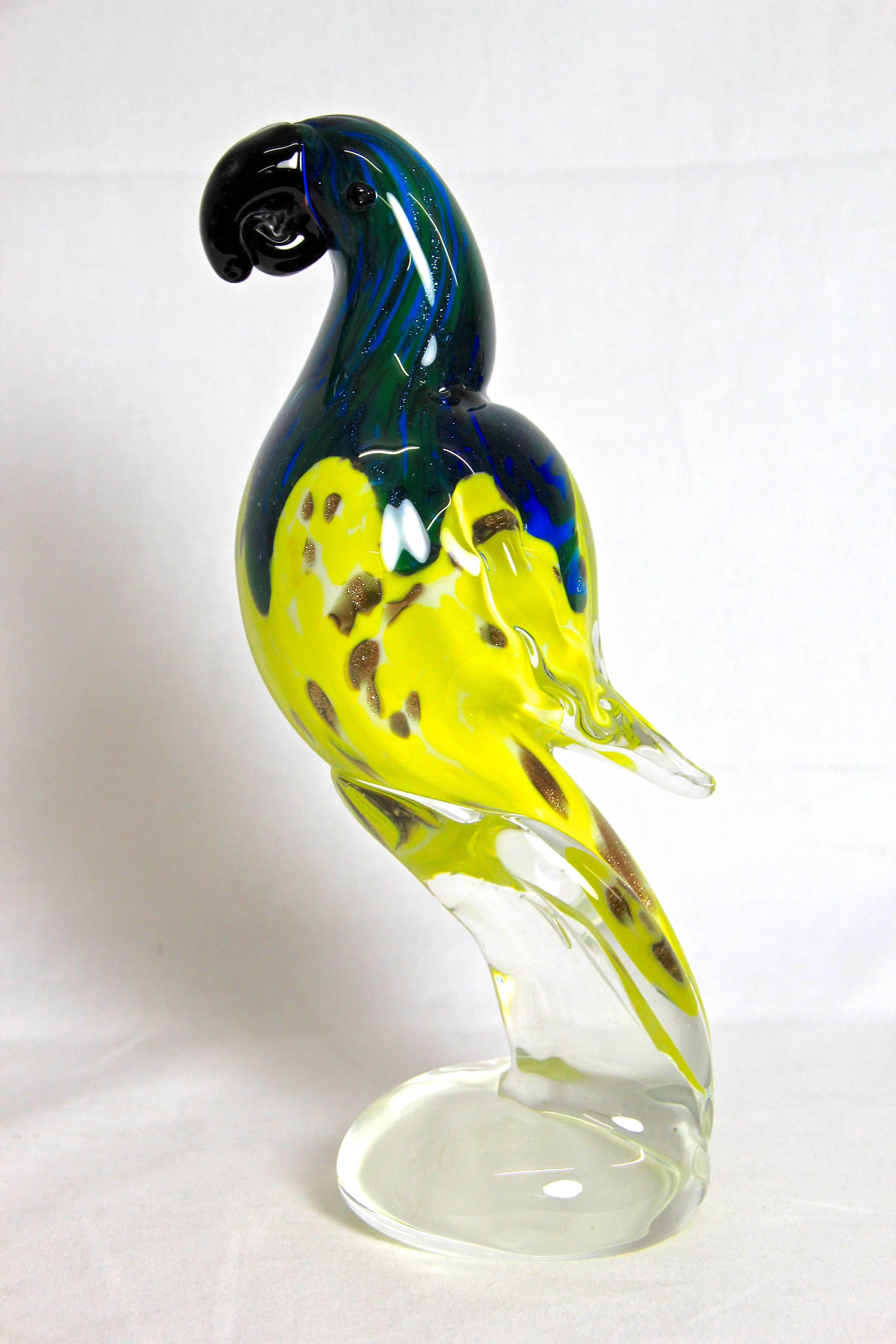 Italian Beautiful Murano Glass Art Parrot, Italy