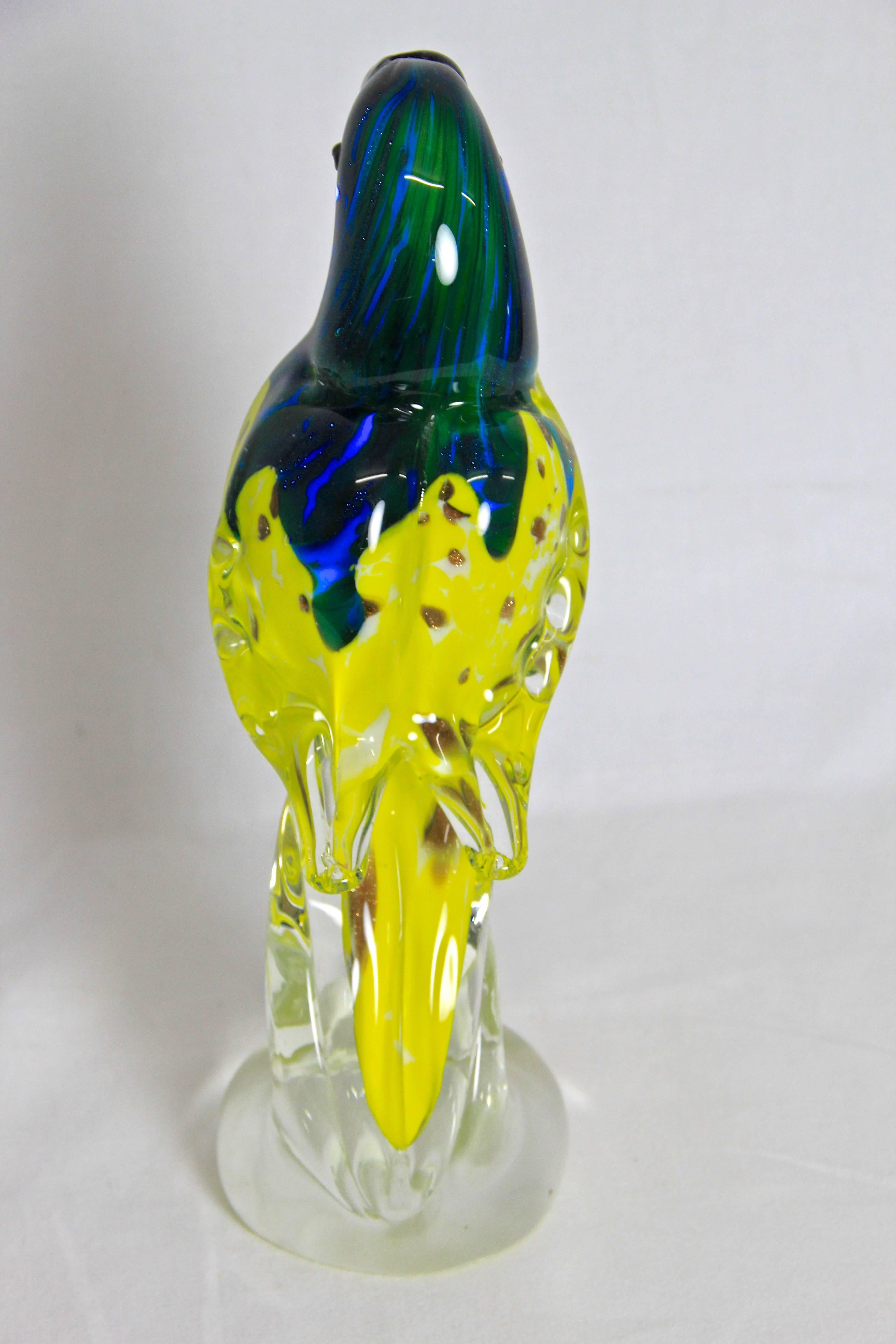 20th Century Beautiful Murano Glass Art Parrot, Italy