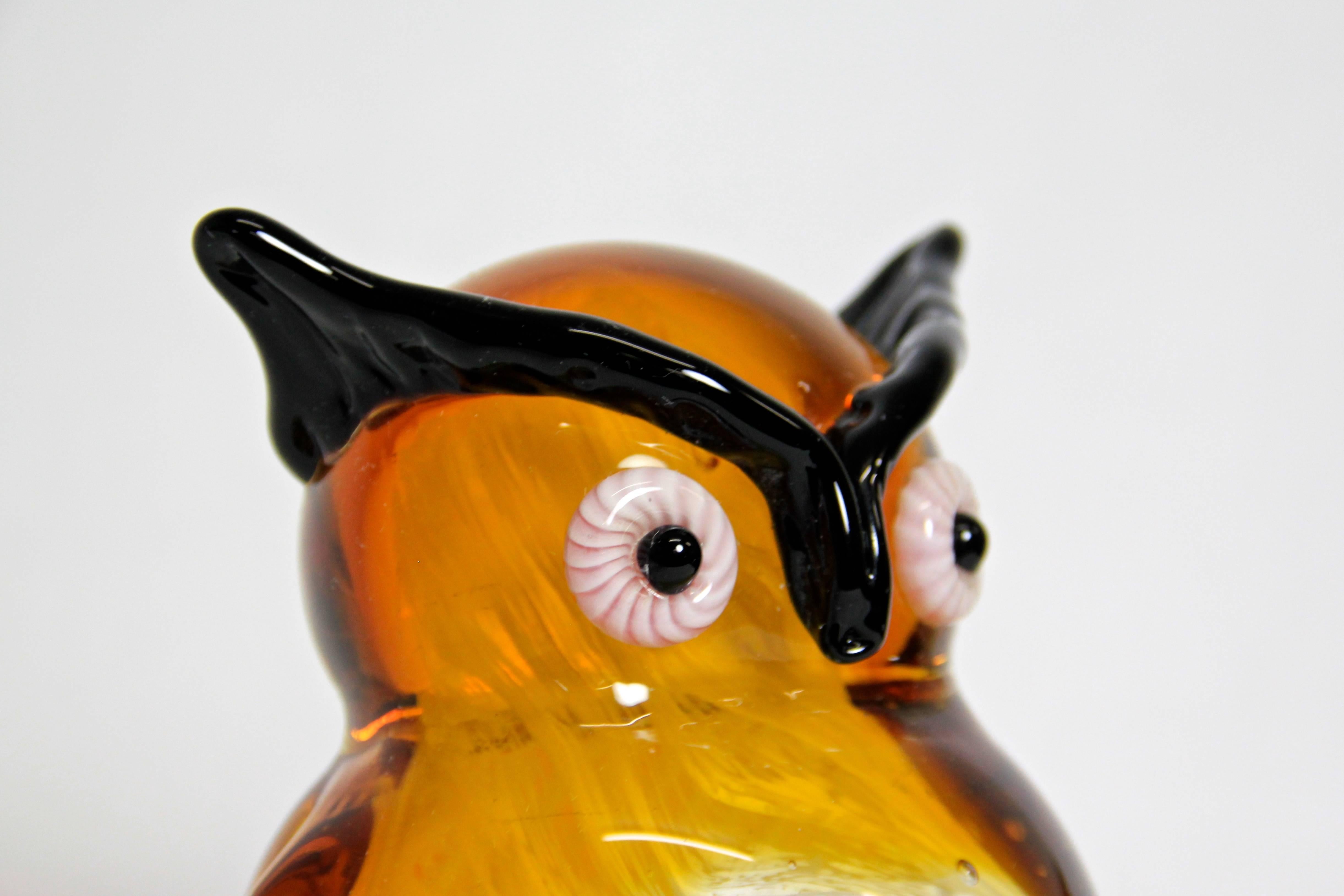 Fabulous Murano Glass Owl, Italy In Excellent Condition In Lichtenberg, AT
