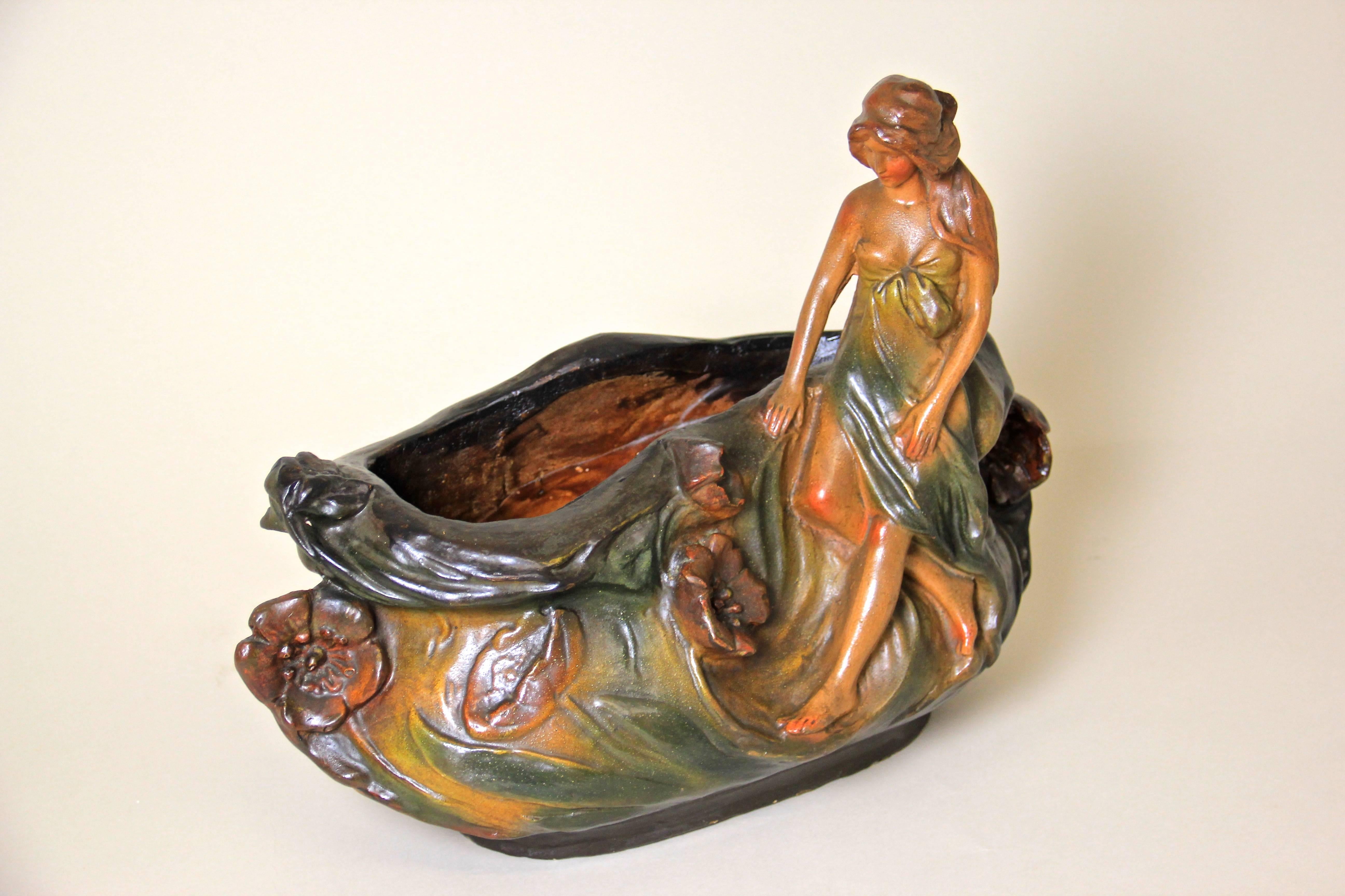 Belgian Beautiful Art Nouveau Majolica Centerpiece ‘Hallmarked’ Belgium, circa 1900