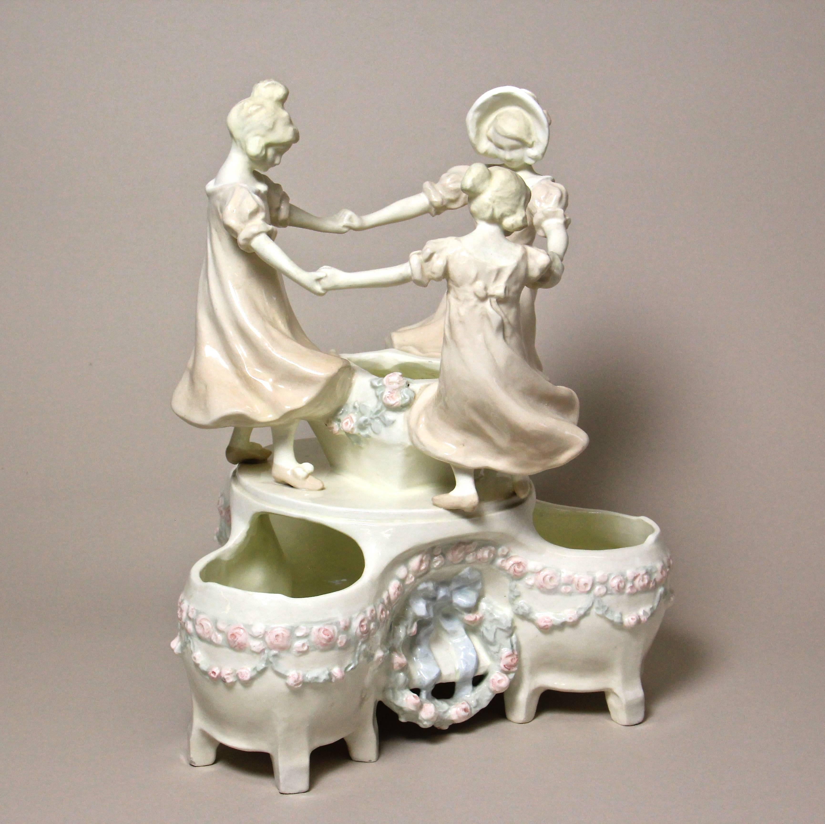 Austrian Impressive Ceramic Centerpiece by Schauer Ceramics, Vienna, circa 1910