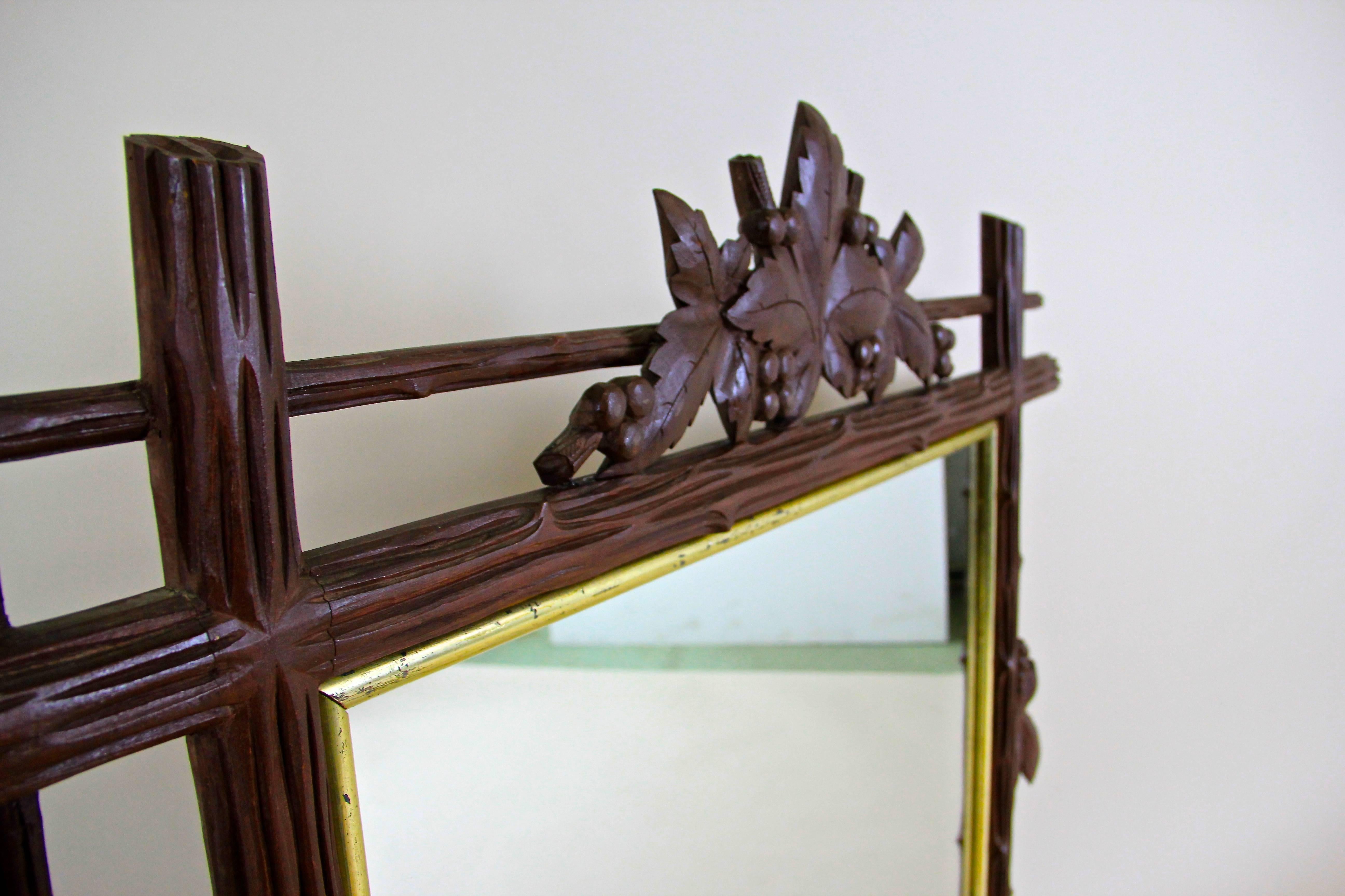 Hand-Carved Spectacular Black Forest Mirror, South Germany, circa 1890
