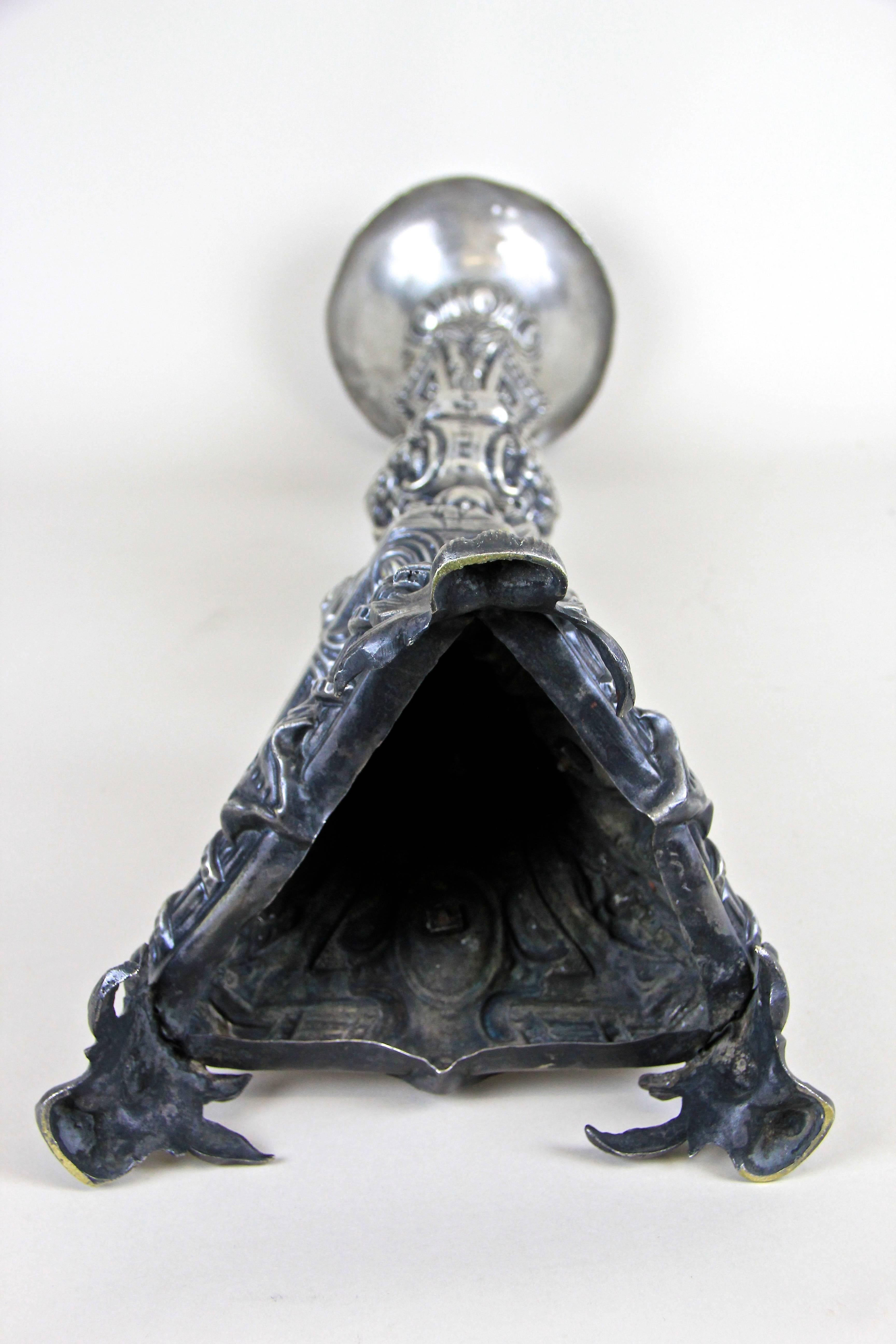 Tall Silvered Brass Candleholder, Austria, circa 1850 1