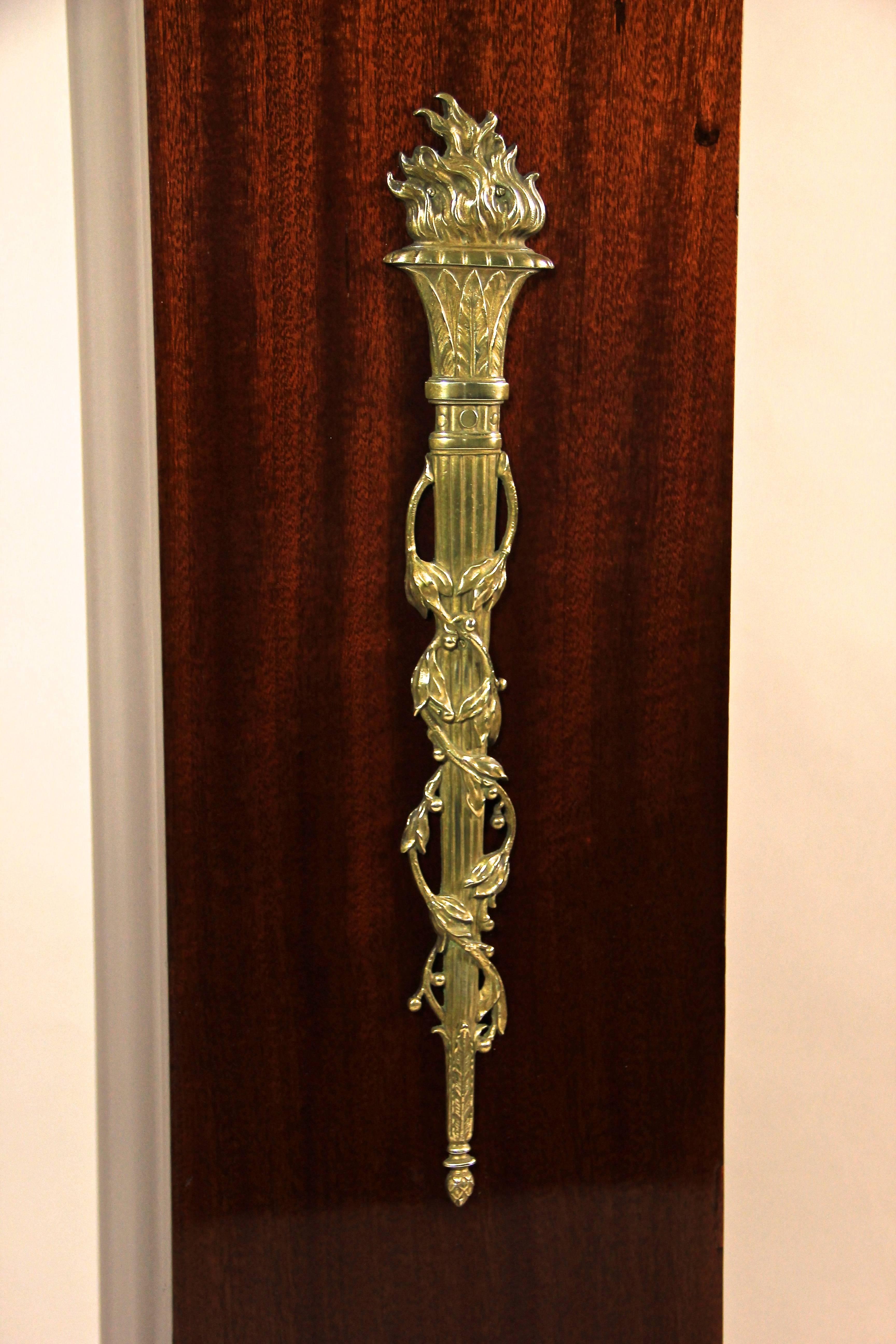 Appliqué Art Nouveau Mahogany Pedestal, Austria, circa 1900