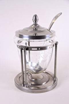 Art Nouveau Punch Bowl with Rare Silvered WMF Ladle, Germany circa 1910