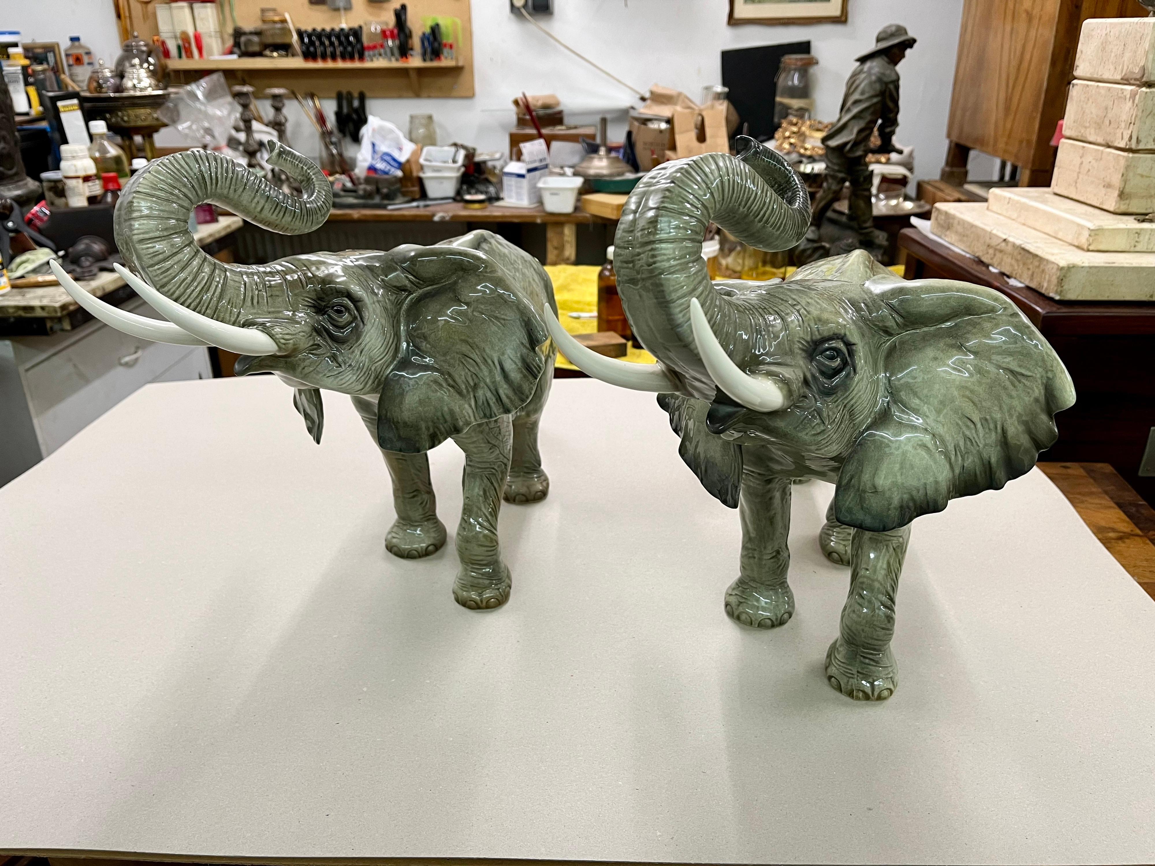 Set Of Two Porcelain Elephants by Goebel, Germany, 20th Century 4
