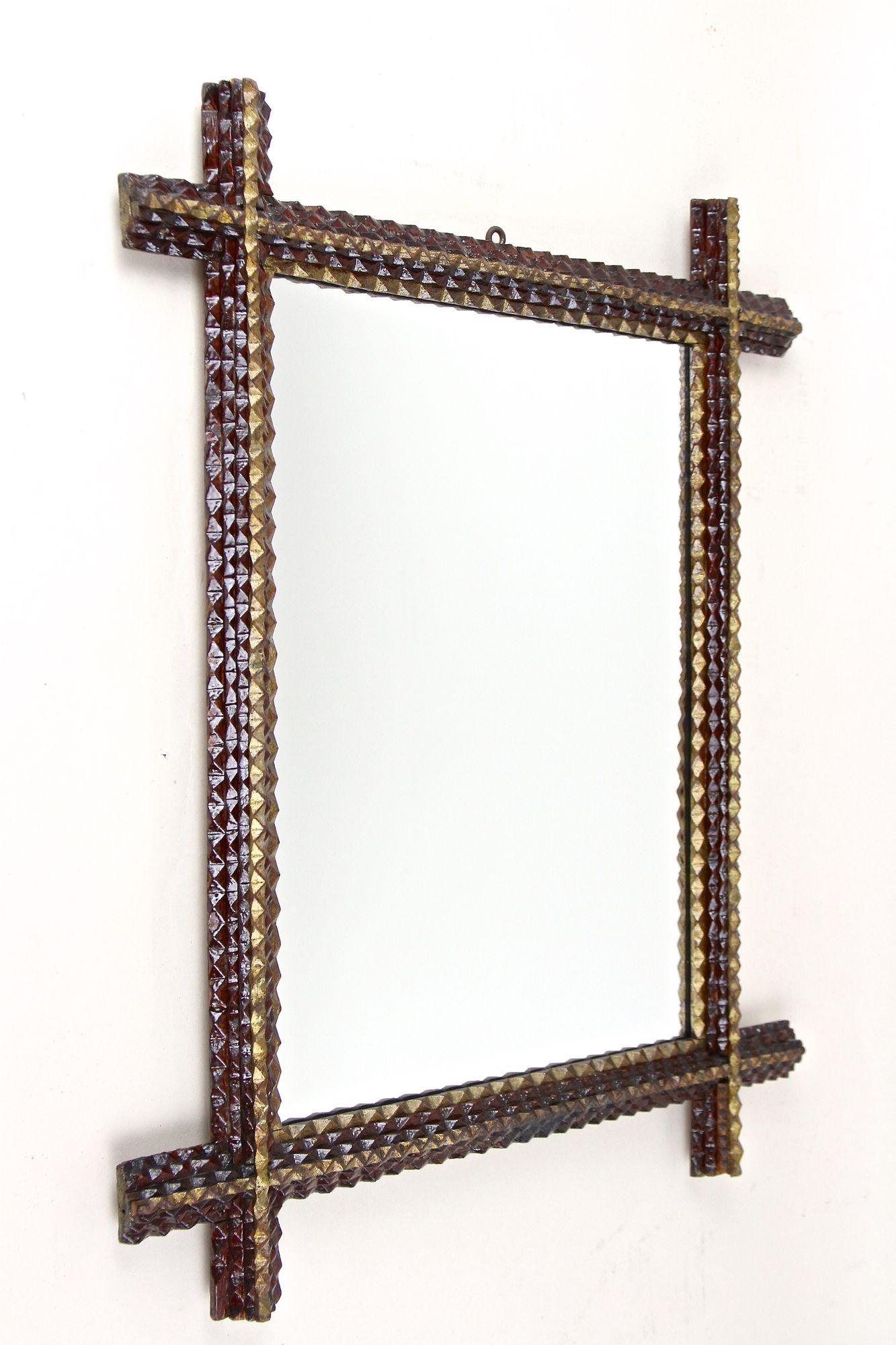 Miroir mural rustique de Tramp Art - Sculpté à la main, Fin du 19e siècle, Autriche vers 1880 en vente 6