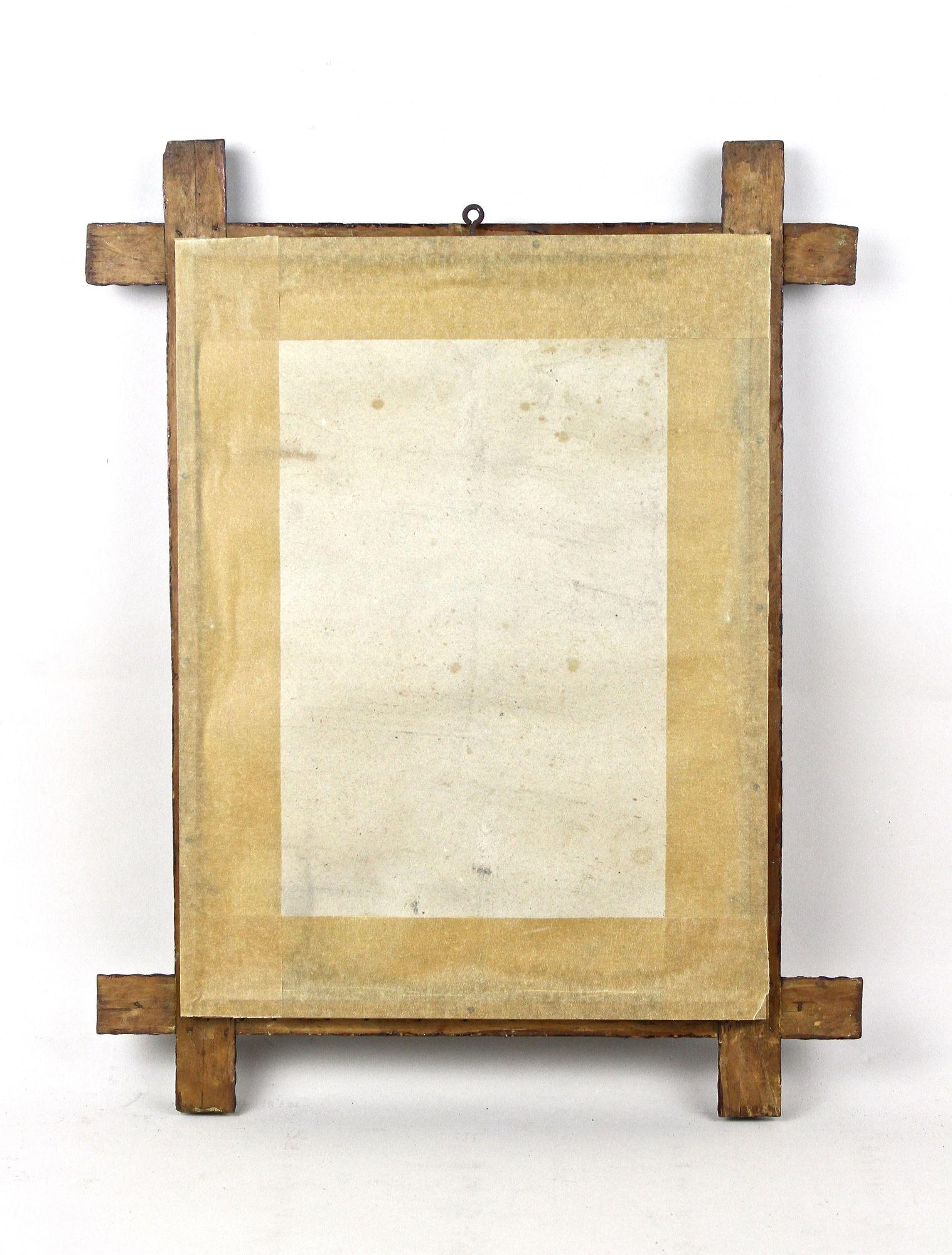 Miroir mural rustique de Tramp Art - Sculpté à la main, Fin du 19e siècle, Autriche vers 1880 en vente 11