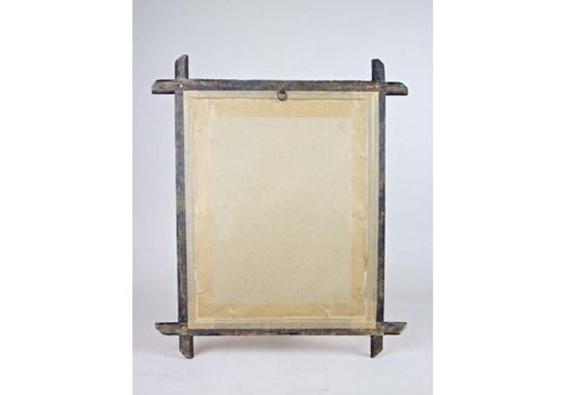 20th Century Rustic Wall Mirror With Golden Bars, Tramp Art, Austria dated 1901 For Sale 9