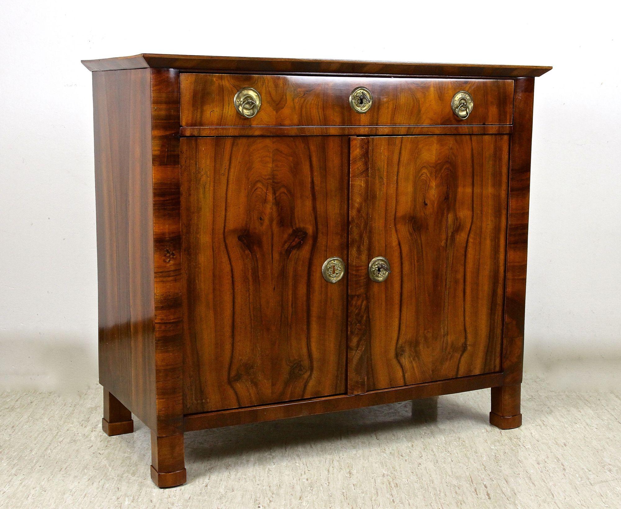 19th Century Biedermeier Nutwood Commode/ Trumeau/ Half Cabinet, AT circa 1830 For Sale 7