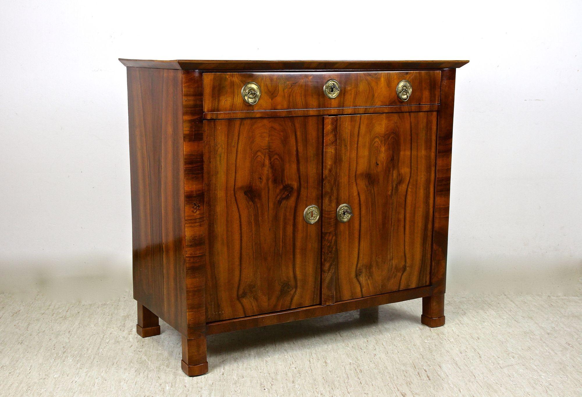 19th Century Biedermeier Nutwood Commode/ Trumeau/ Half Cabinet, AT circa 1830 For Sale 4