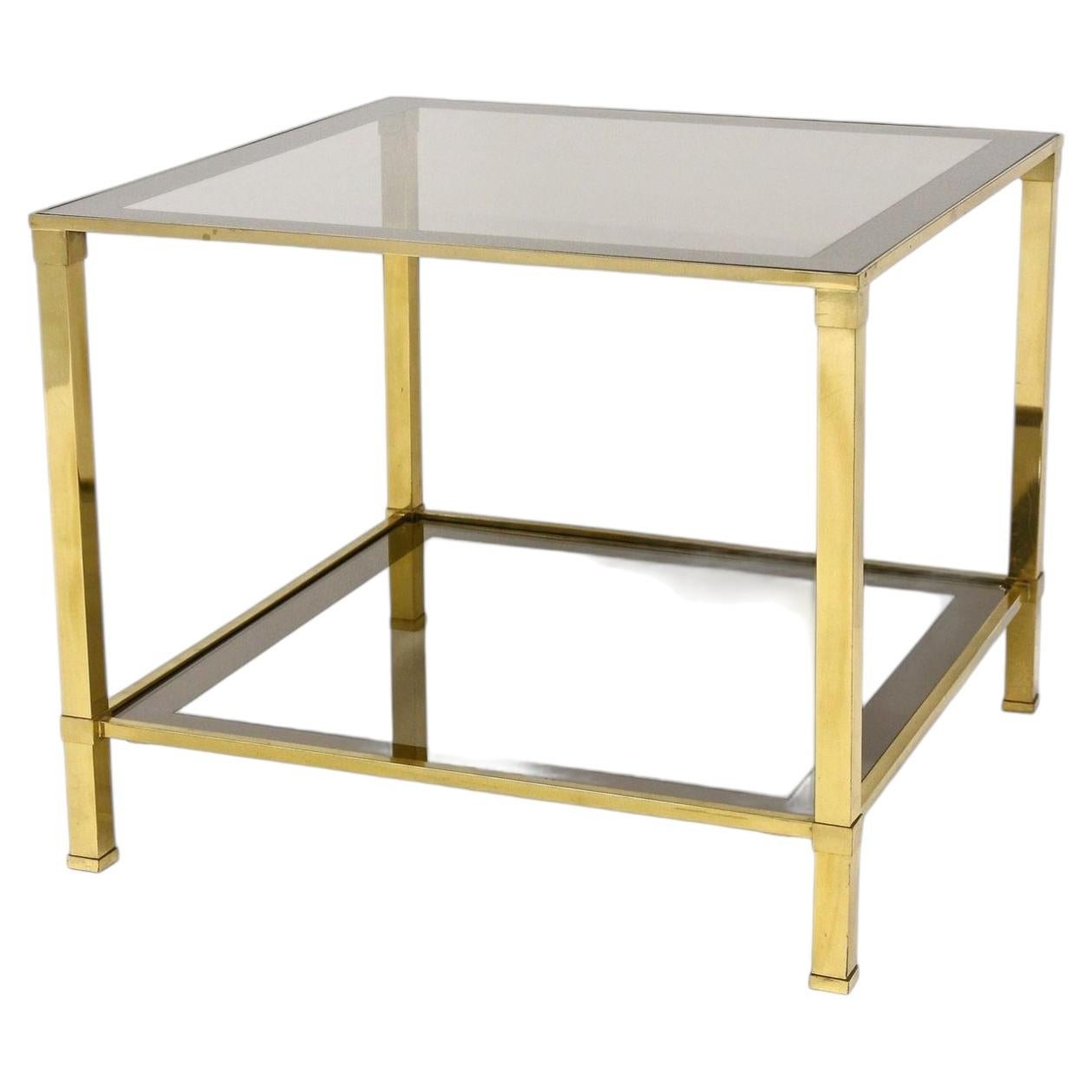 20th Century Regency Brass Side Table, Smoked Glass, Italy ca. 1970
