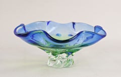 20th Century Murano Sommerso Glass Bowl, Blue & Green Tones, Italy ca. 1960