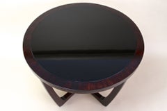 20th Century Round Art Deco Coffee Table With Black Glass Plate, CZ ca. 1920s