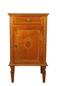 19th Century Marquetry Side Table/ Pillar Cabinet, Cherrywood, Austria ca. 1800
