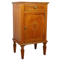 19th Century Marquetry Side Table/ Pillar Cabinet, Cherrywood, Austria ca. 1800