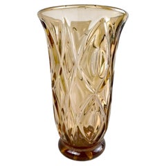 20th Century Ambercolored Art Deco Glass Vase, CZ circa 1930