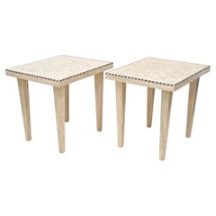 Paire de tables d'appoint en travertin du XXe siècle – Pièces uniques, Italie, 1980