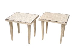 Paire de tables d'appoint en travertin du XXe siècle – Pièces uniques, Italie, 1980