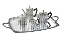 Service à café et à thé de style Art nouveau en métal argenté de Sheffield, signé Edward, Royaume-Uni, vers 1920