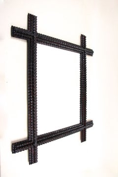 19th Century Rustic Tramp Art Wall Mirror, Austria ca. 1880