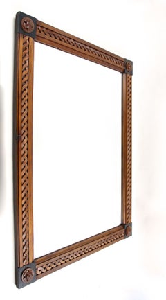 Specchio da parete in legno del XVIII secolo, intagliato a mano, periodo giuseppino, Austria, 1790 circa